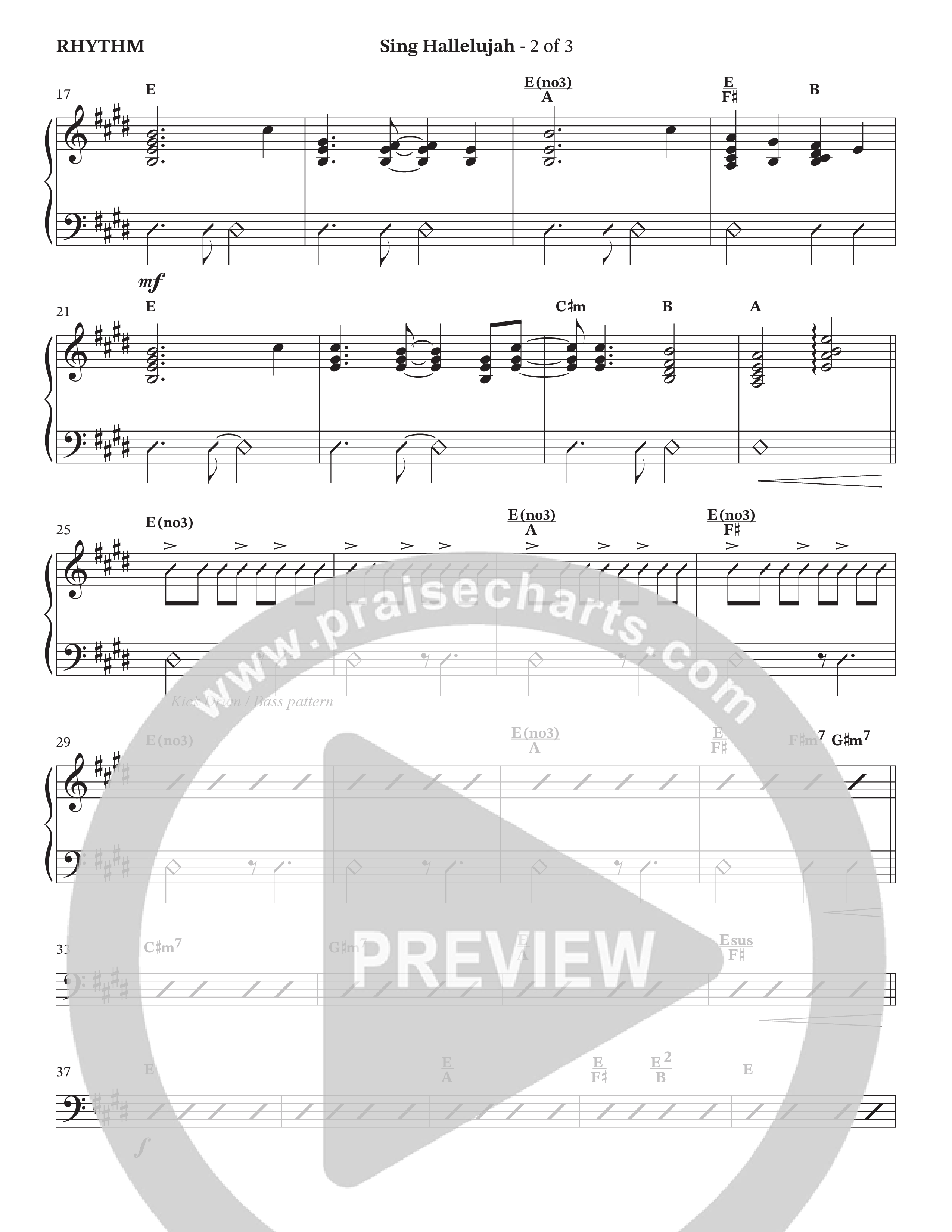 Sing Hallelujah (Choral Anthem SATB) Rhythm Chart (The Brooklyn Tabernacle Choir / Arr. Carol Cymbala / Orch. Jason Michael Webb)