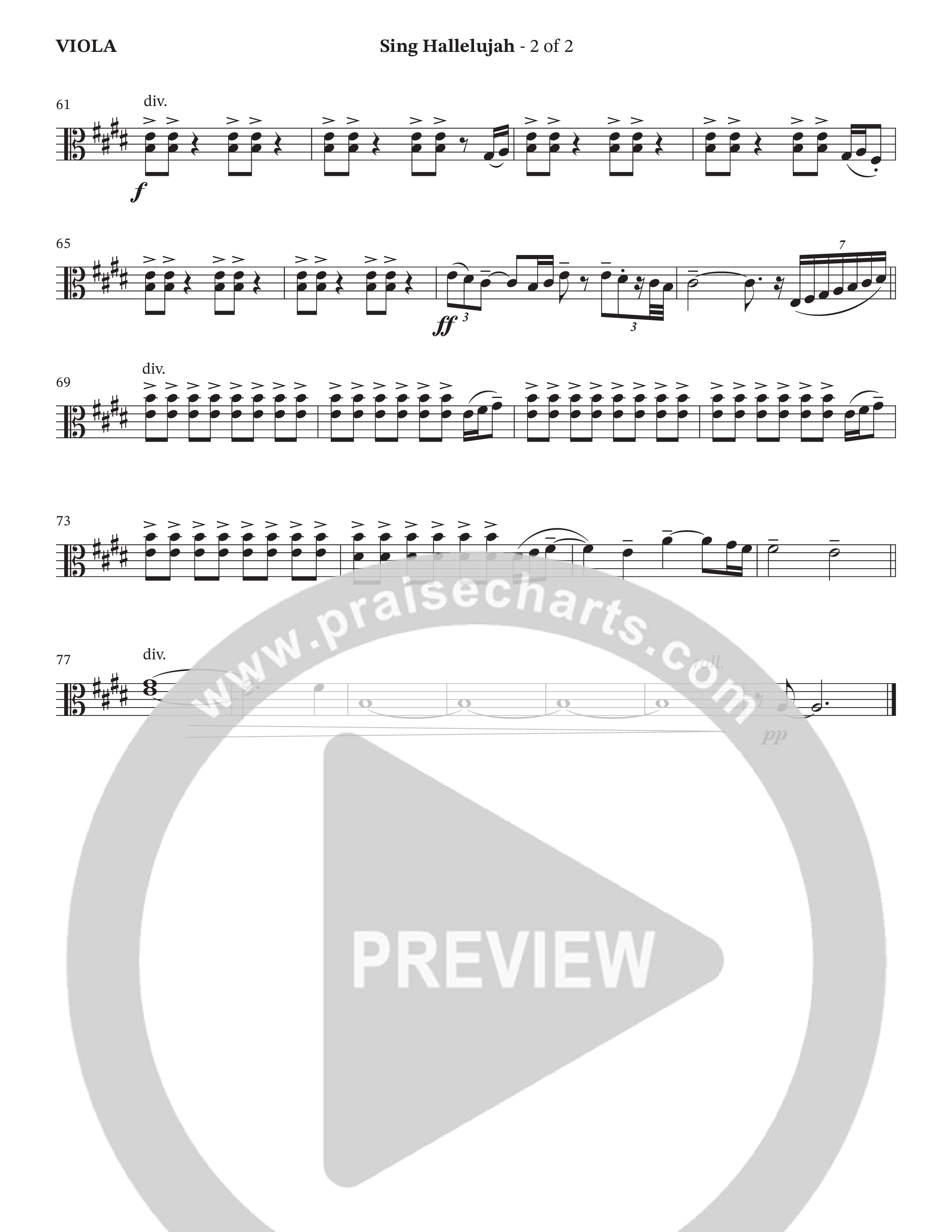 Sing Hallelujah (Choral Anthem SATB) Viola (The Brooklyn Tabernacle Choir / Arr. Carol Cymbala / Orch. Jason Michael Webb)