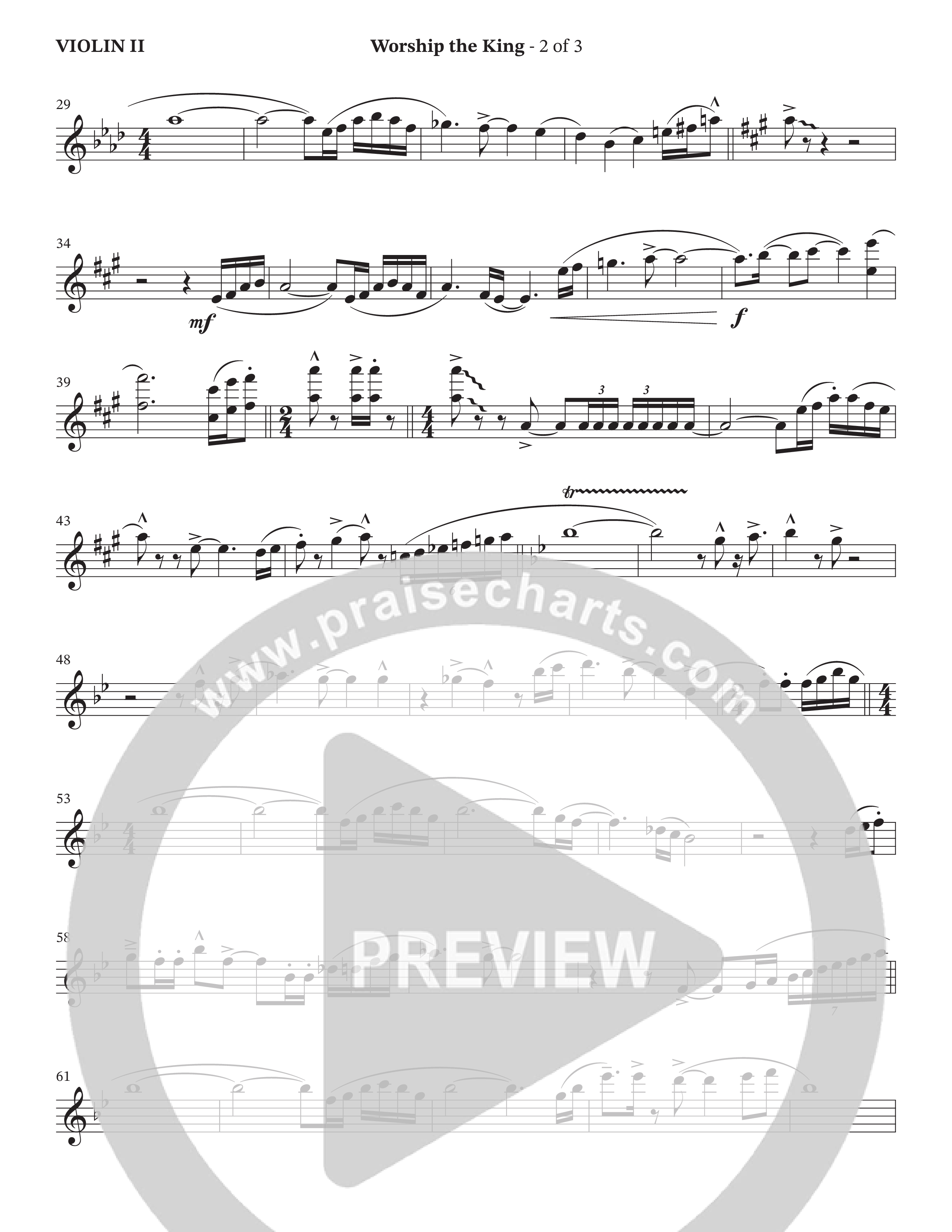 Worship The King (Choral Anthem SATB) Violin 2 (The Brooklyn Tabernacle Choir / Anthony Evans / Arr. Carol Cymbala / Arr. Jason Webb / Orch. Chris McDonald)