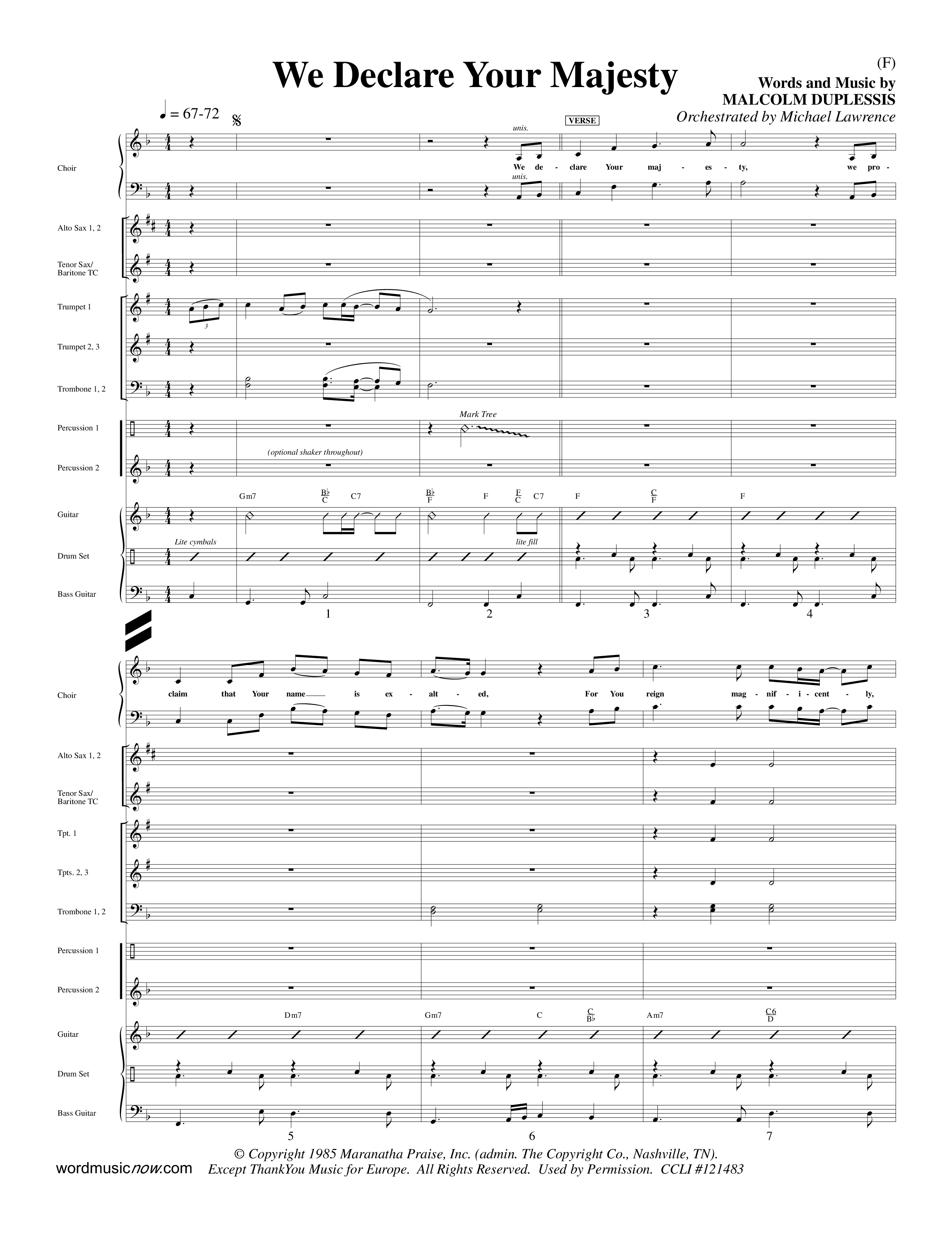 We Declare Your Majesty (Choral Anthem SATB) PraiseBand (incl. Brass) (Word Music Choral / Orch. Michael Lawrence)