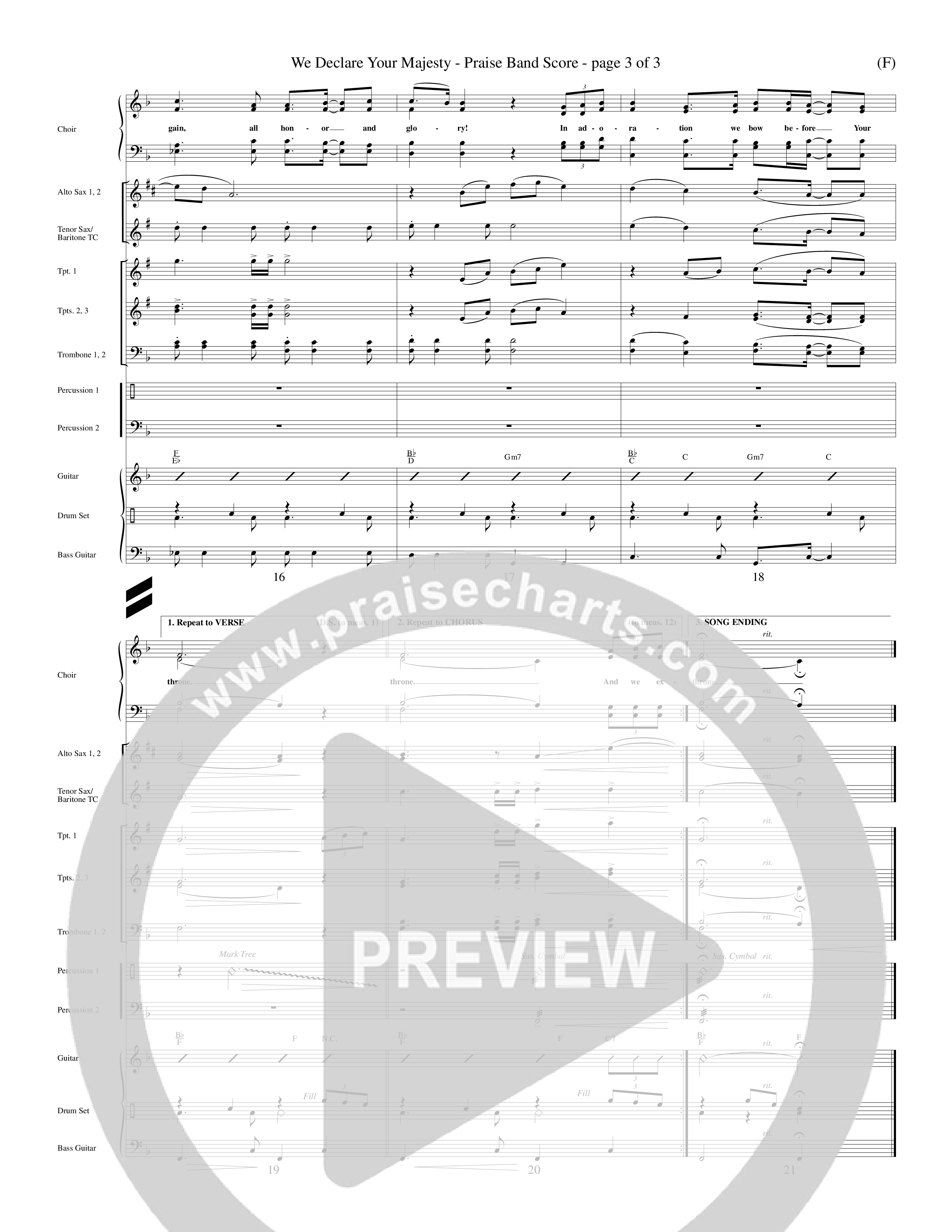 We Declare Your Majesty (Choral Anthem SATB) PraiseBand (incl. Brass) (Word Music Choral / Orch. Michael Lawrence)