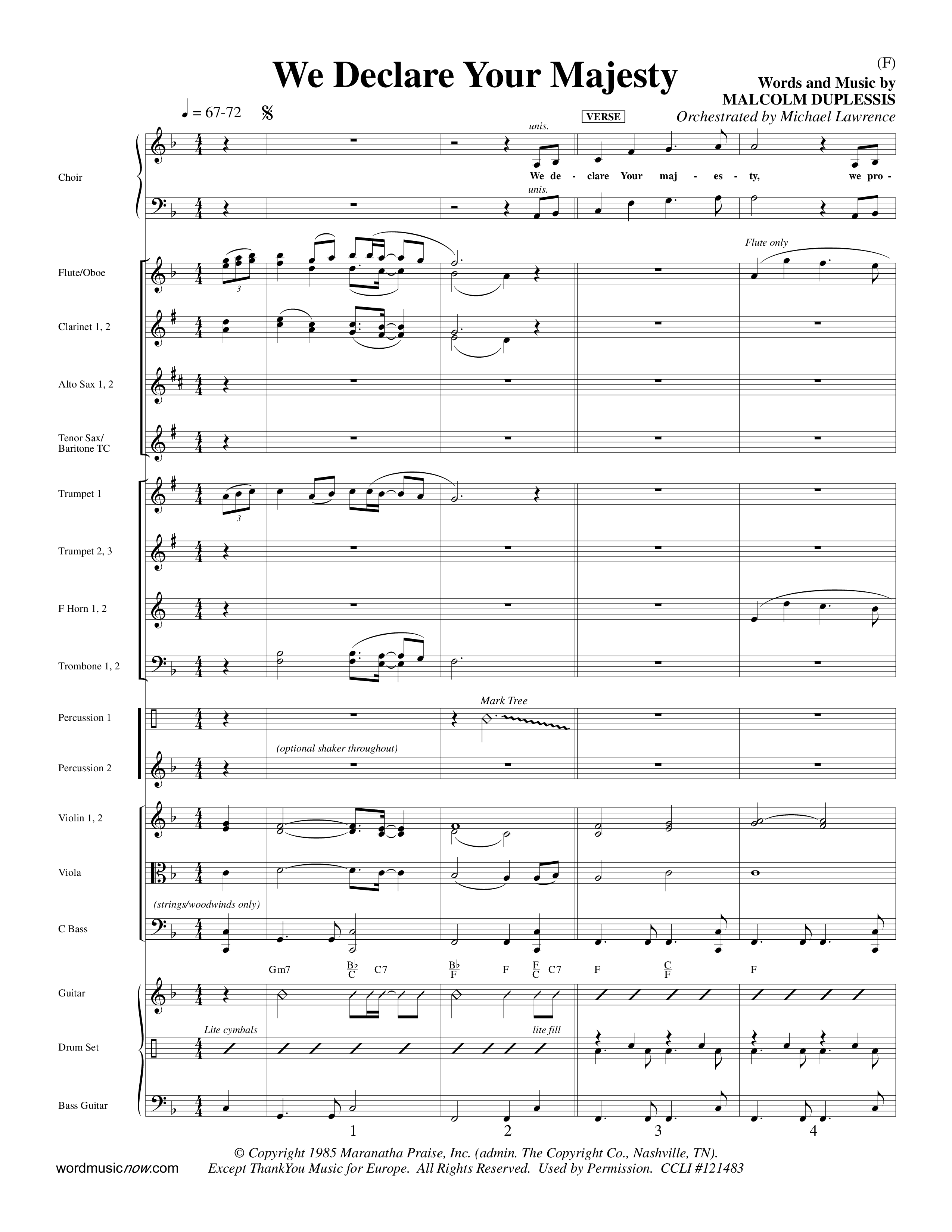 We Declare Your Majesty (Choral Anthem SATB) Conductor's Score (Word Music Choral / Orch. Michael Lawrence)