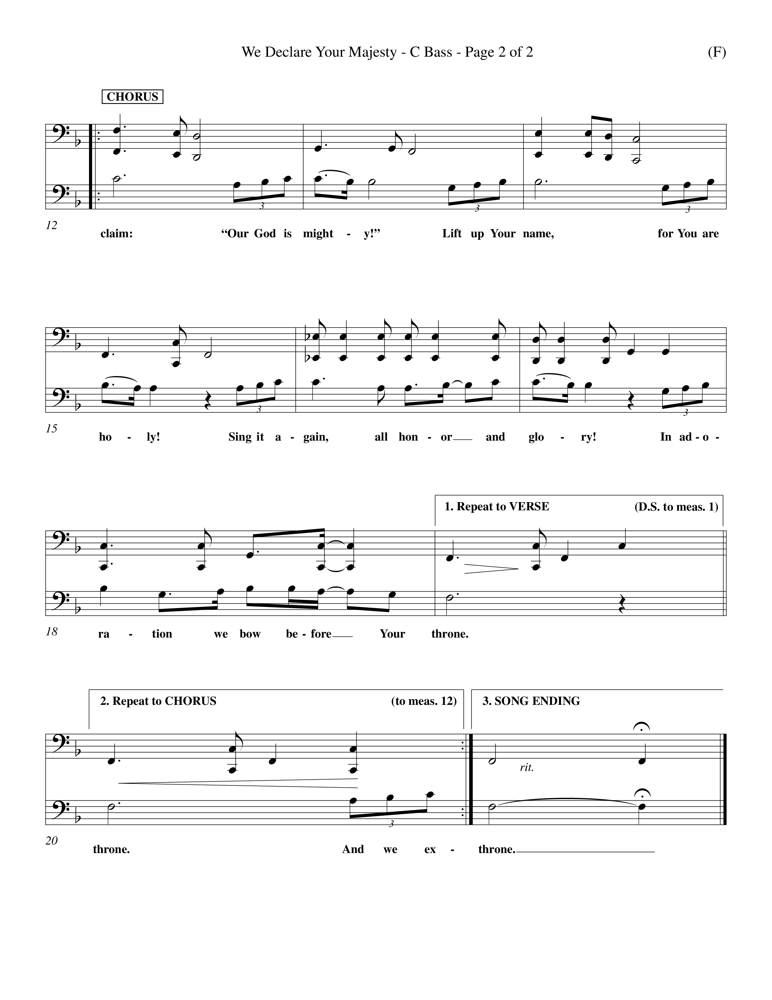 We Declare Your Majesty (Choral Anthem SATB) Contrabass (Word Music Choral / Orch. Michael Lawrence)