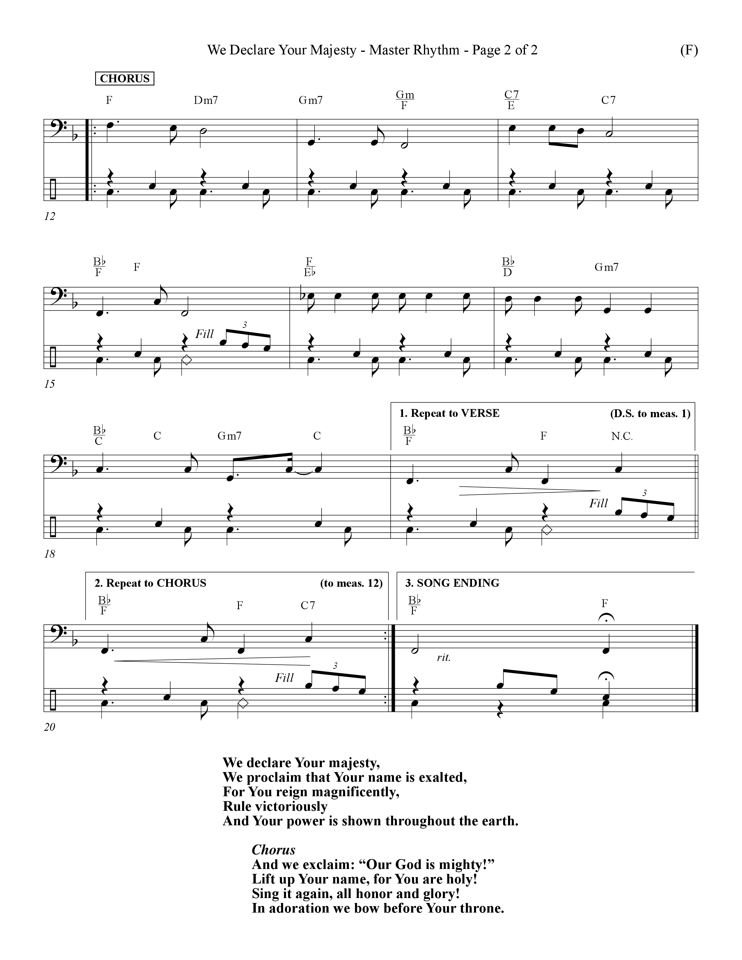 We Declare Your Majesty (Choral Anthem SATB) Rhythm Chart (Word Music Choral / Orch. Michael Lawrence)