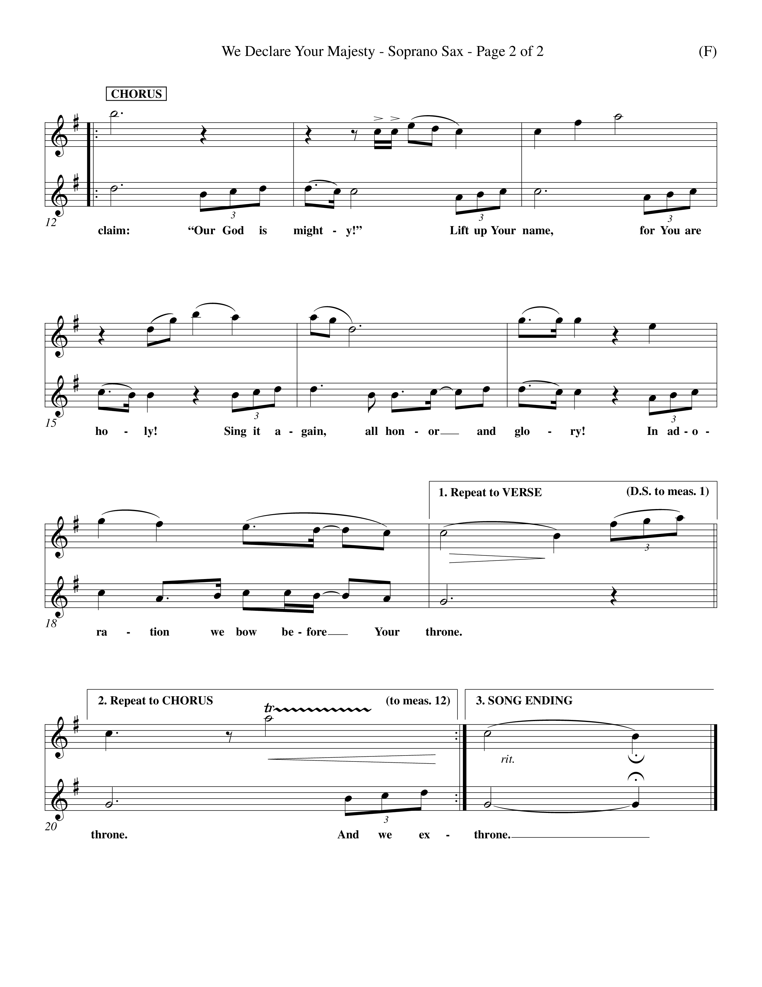 We Declare Your Majesty (Choral Anthem SATB) Saxophone (Word Music Choral / Orch. Michael Lawrence)