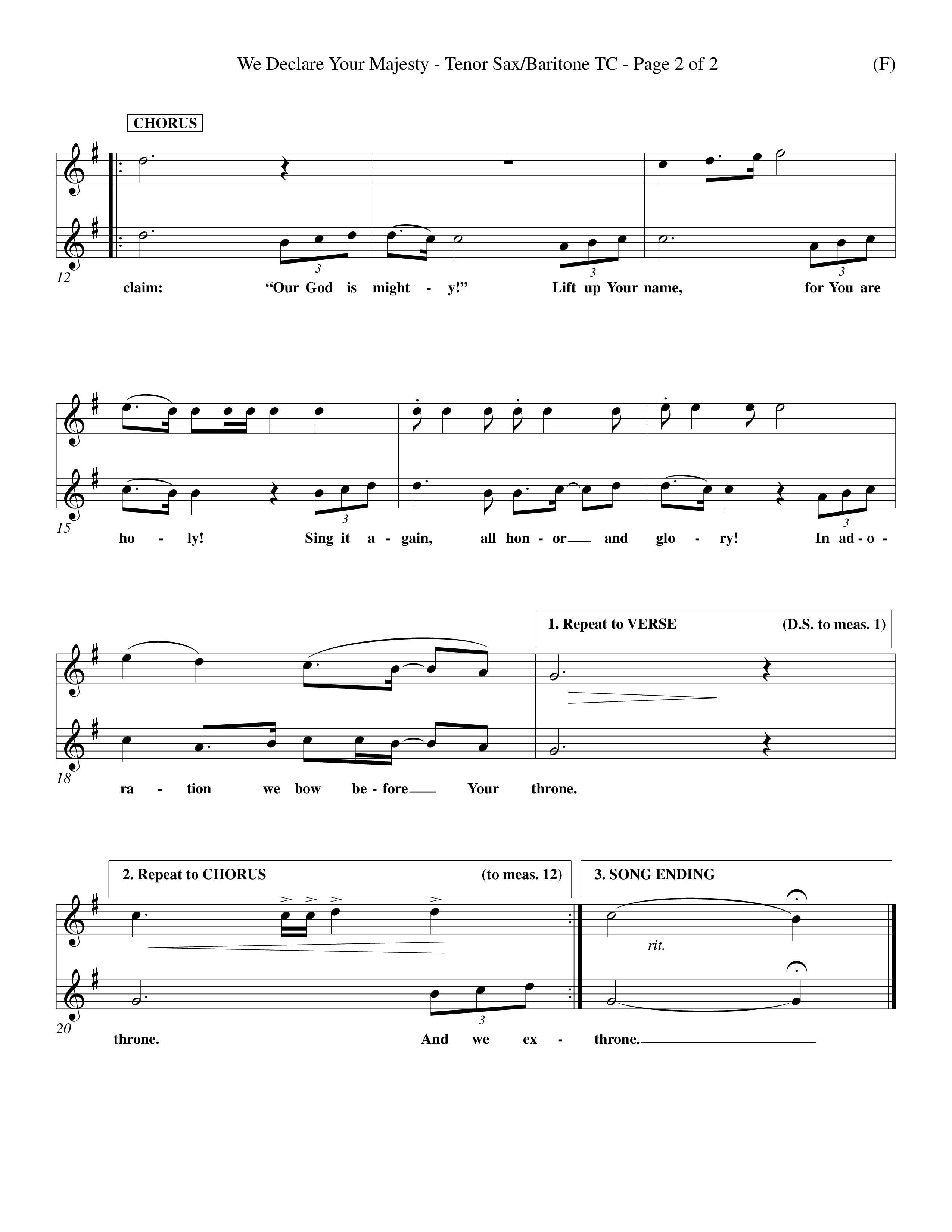 We Declare Your Majesty (Choral Anthem SATB) Tenor Sax/Baritone T.C. (Word Music Choral / Orch. Michael Lawrence)