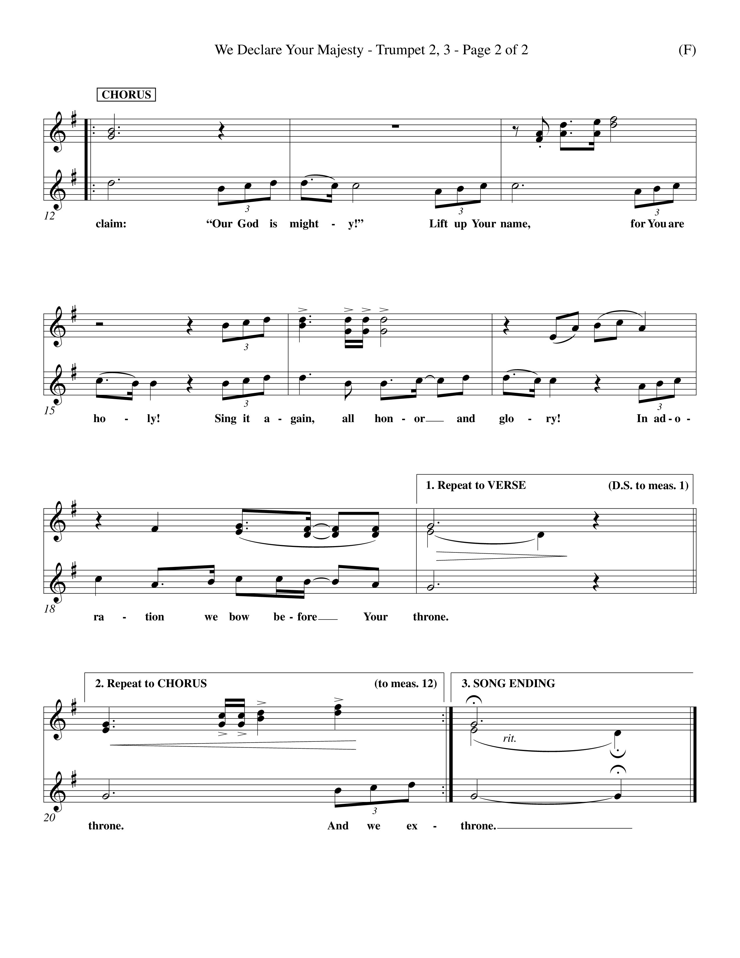We Declare Your Majesty (Choral Anthem SATB) Trumpet 2/3 (Word Music Choral / Orch. Michael Lawrence)
