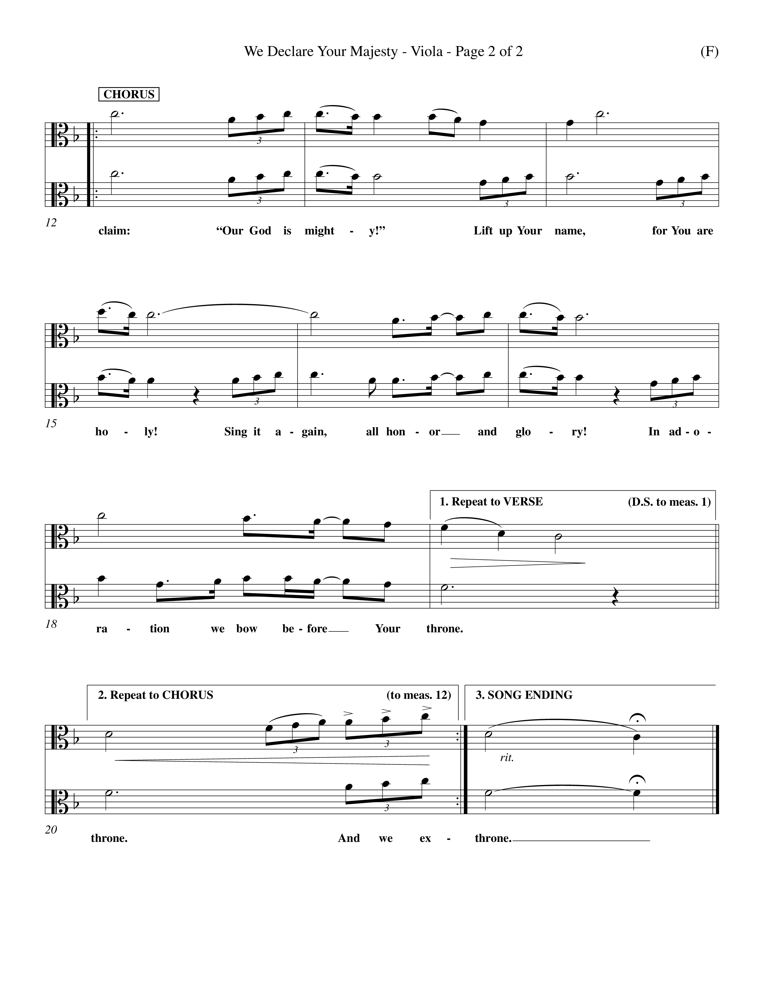 We Declare Your Majesty (Choral Anthem SATB) Viola (Word Music Choral / Orch. Michael Lawrence)
