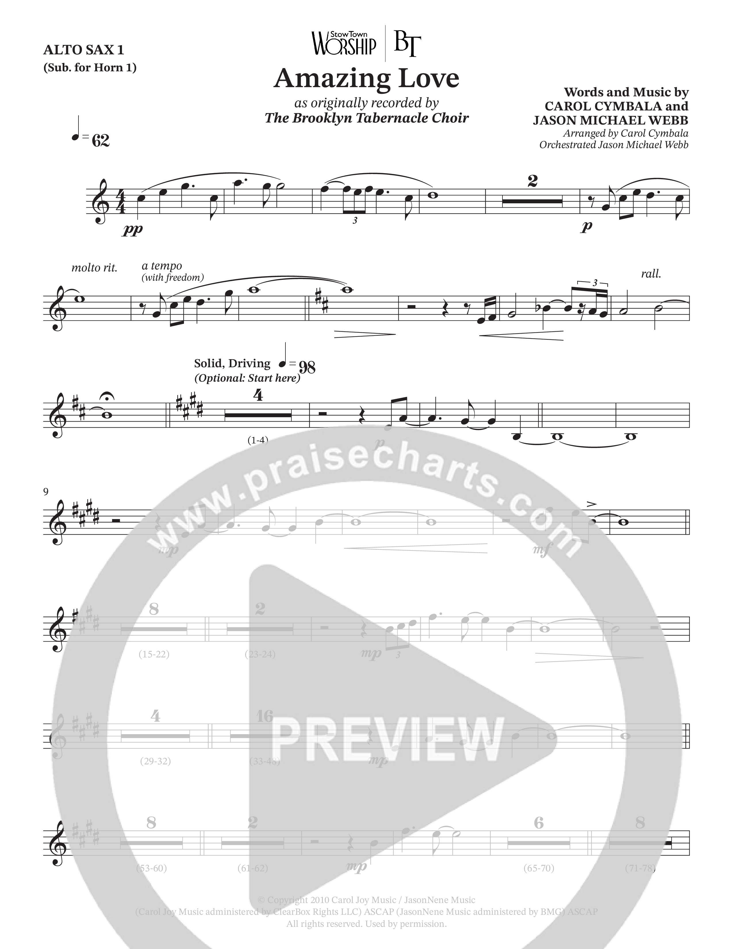 Amazing Love (Choral Anthem SATB) Alto Sax (The Brooklyn Tabernacle Choir / Arr. Carol Cymbala / Arr. Jason Webb)