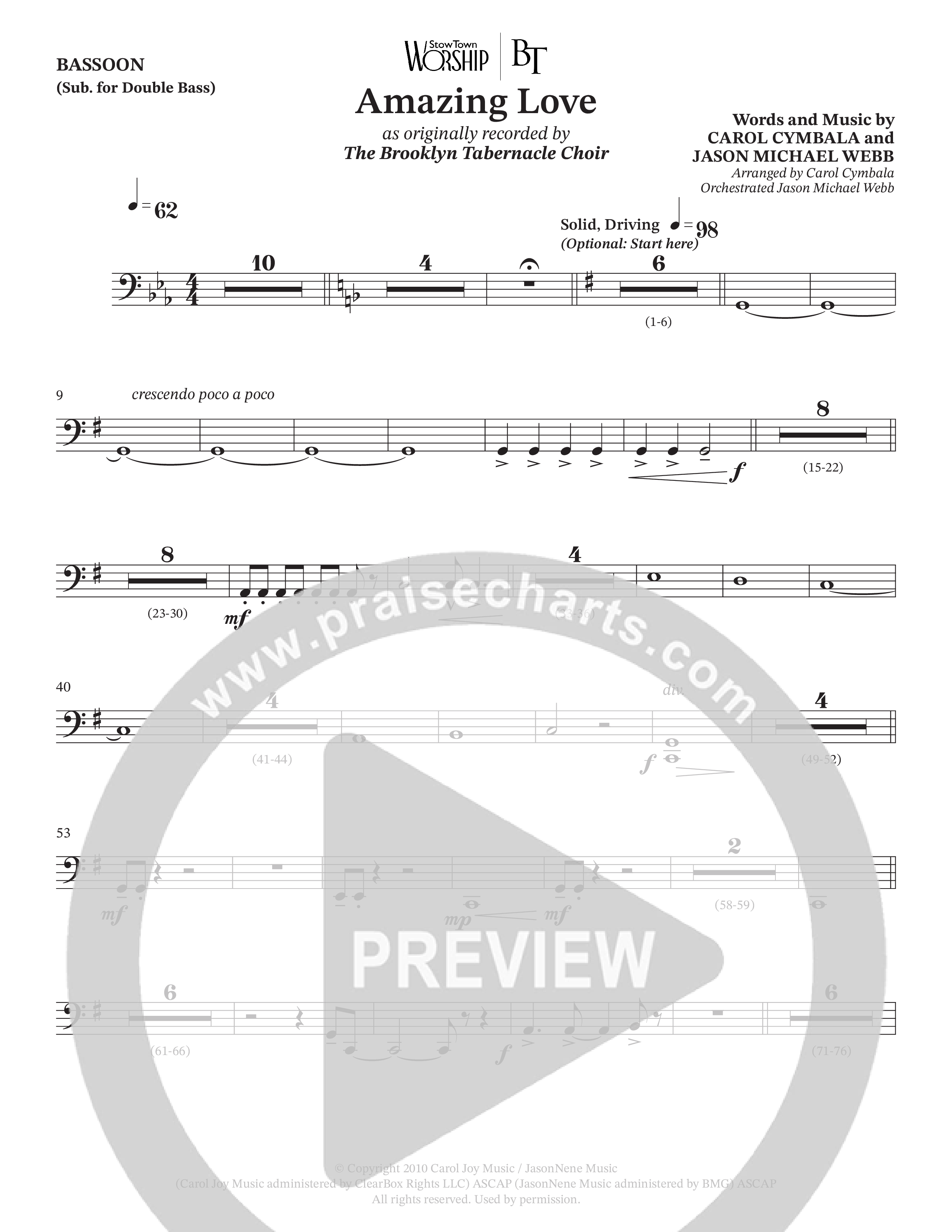 Amazing Love (Choral Anthem SATB) Bassoon (The Brooklyn Tabernacle Choir / Arr. Carol Cymbala / Arr. Jason Webb)