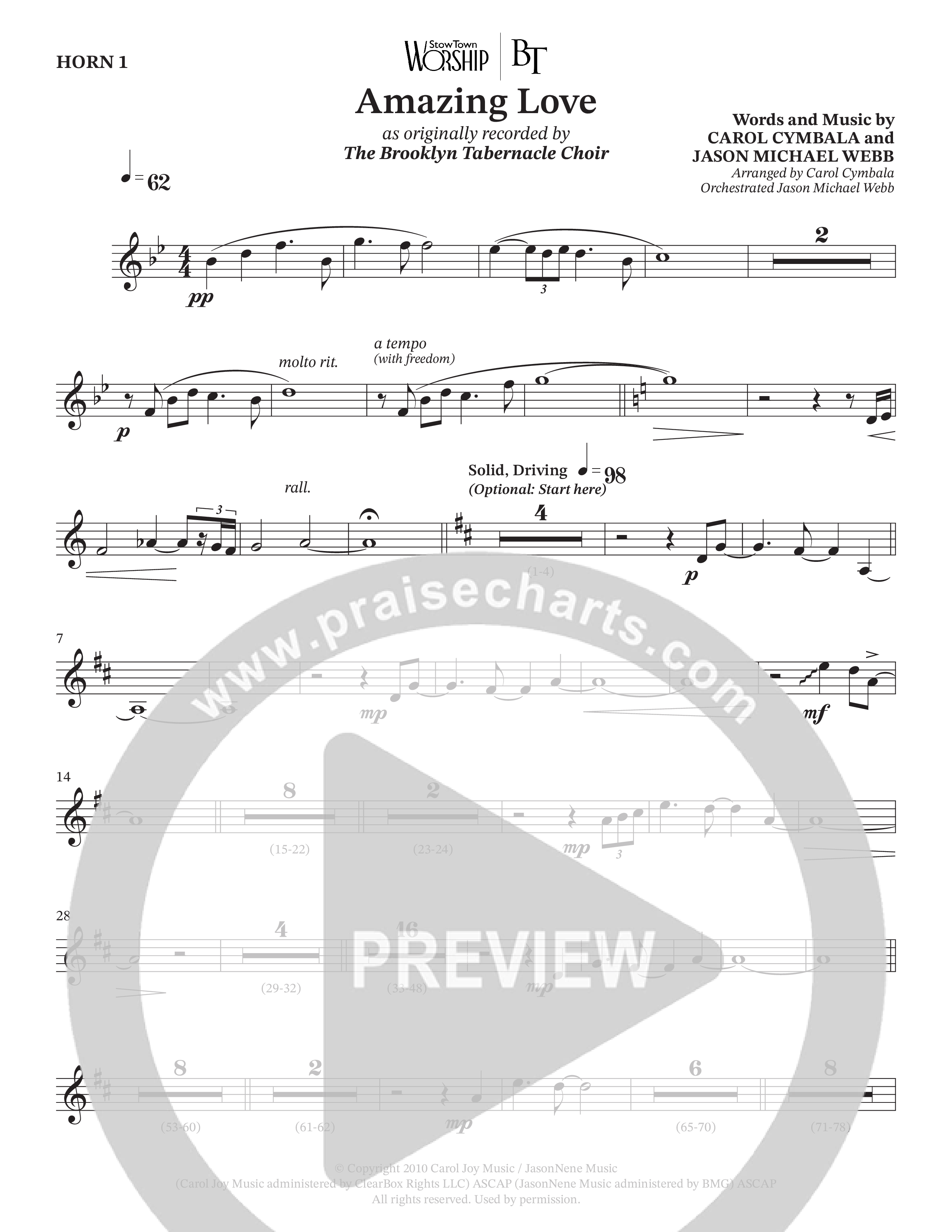 Amazing Love (Choral Anthem SATB) French Horn (The Brooklyn Tabernacle Choir / Arr. Carol Cymbala / Arr. Jason Webb)