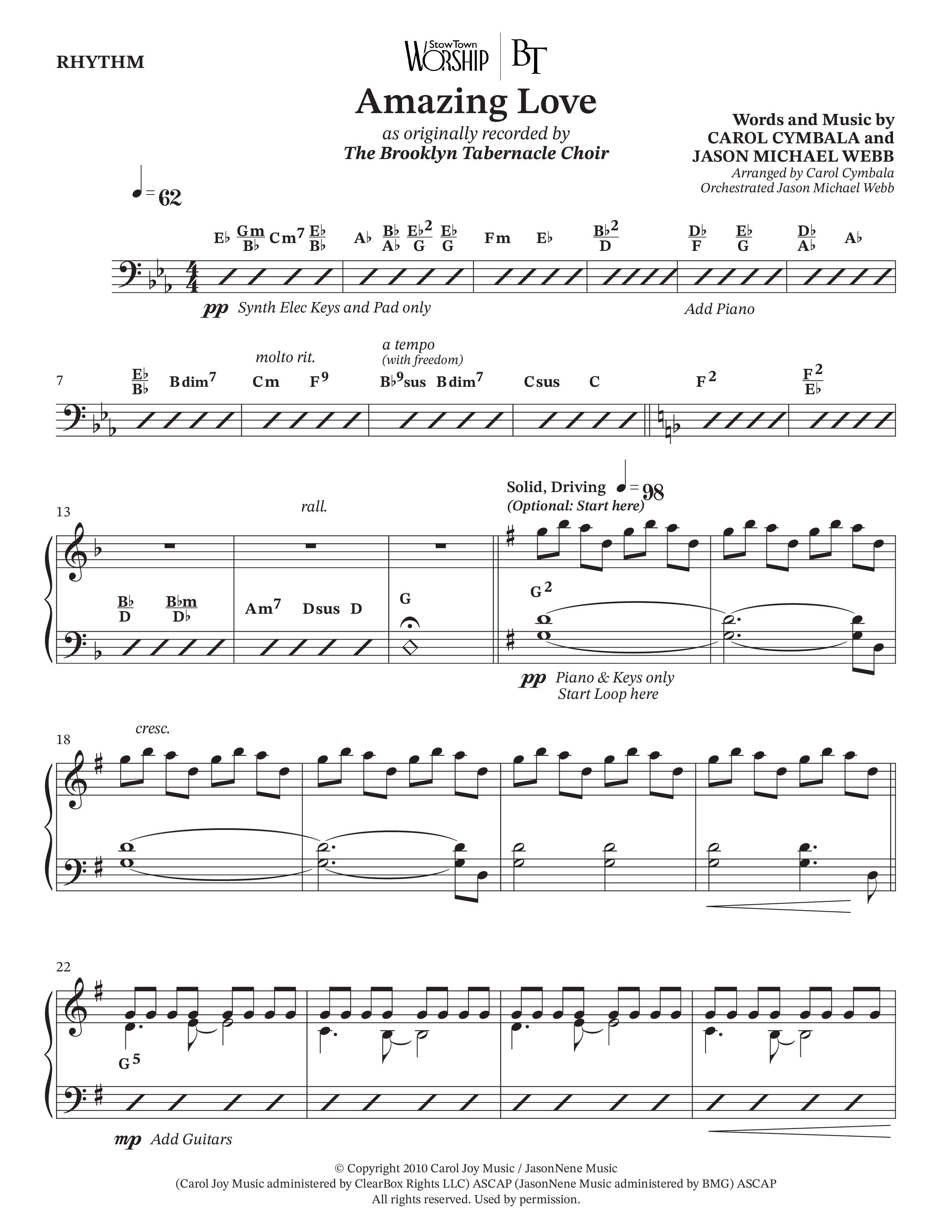 Amazing Love (Choral Anthem SATB) Rhythm Chart (The Brooklyn Tabernacle Choir / Arr. Carol Cymbala / Arr. Jason Webb)