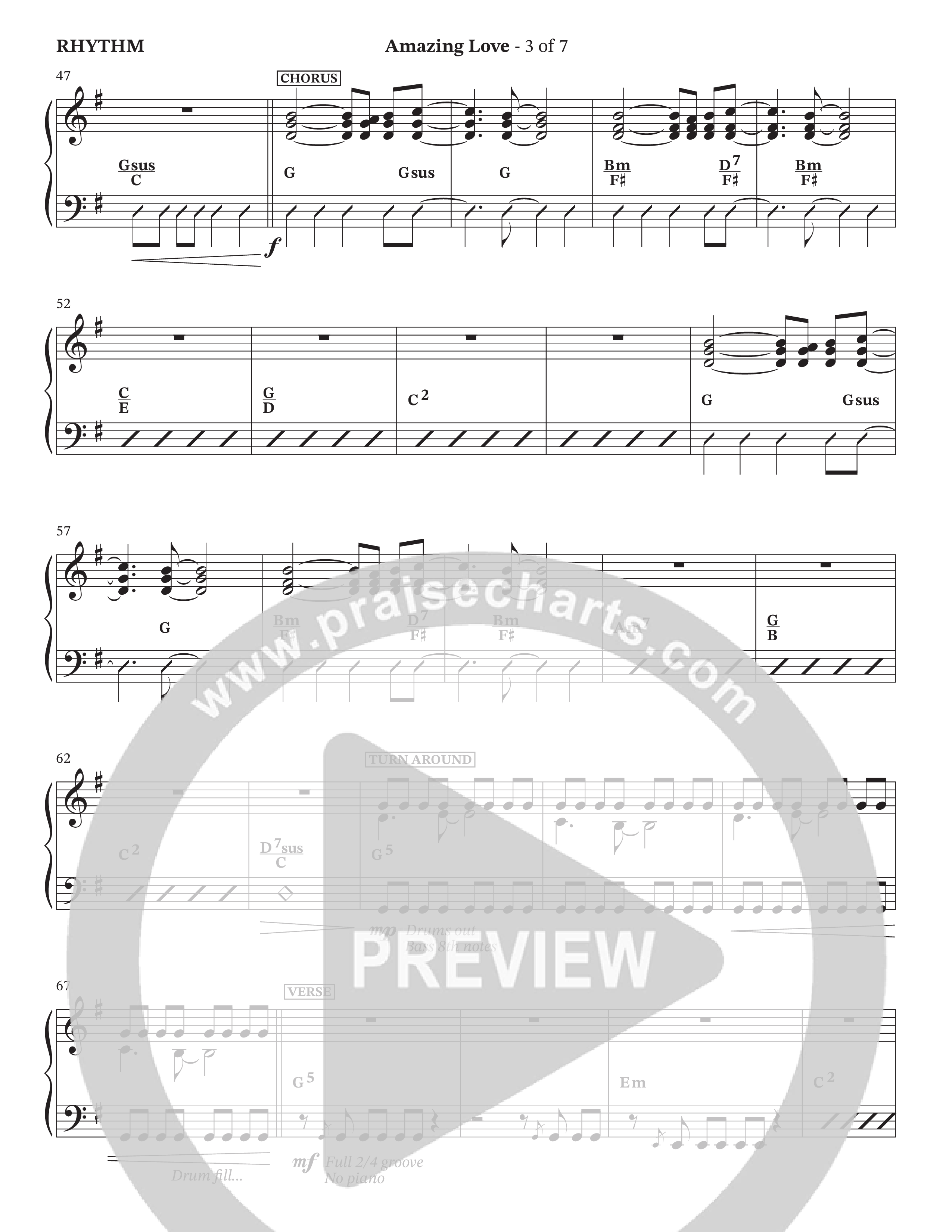 Amazing Love (Choral Anthem SATB) Rhythm Chart (The Brooklyn Tabernacle Choir / Arr. Carol Cymbala / Arr. Jason Webb)