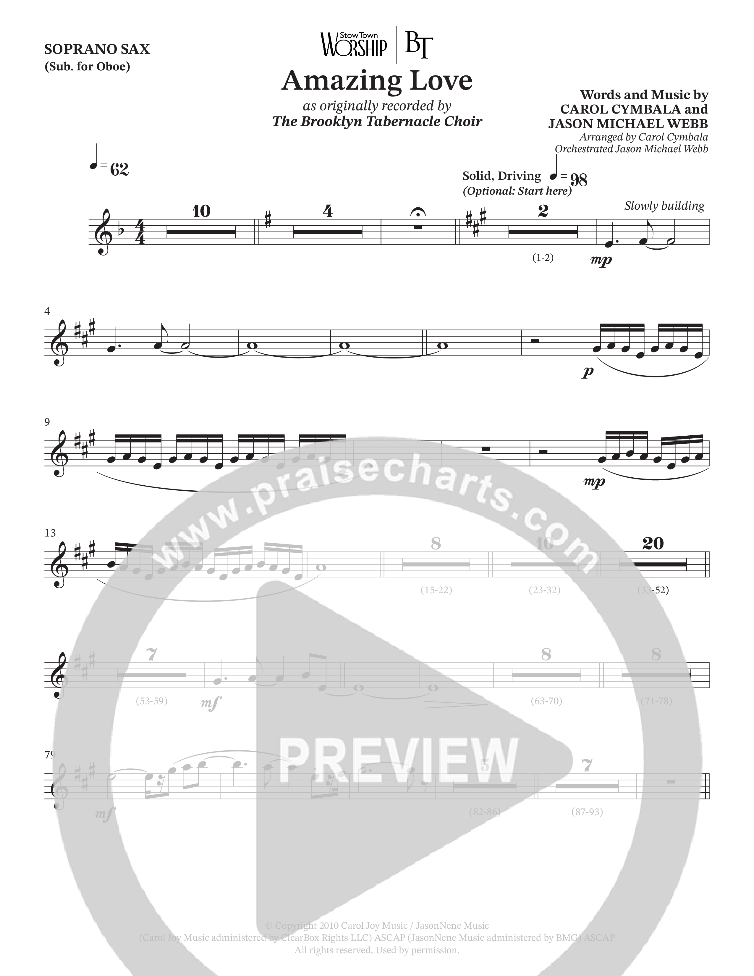 Amazing Love (Choral Anthem SATB) Soprano Sax (The Brooklyn Tabernacle Choir / Arr. Carol Cymbala / Arr. Jason Webb)