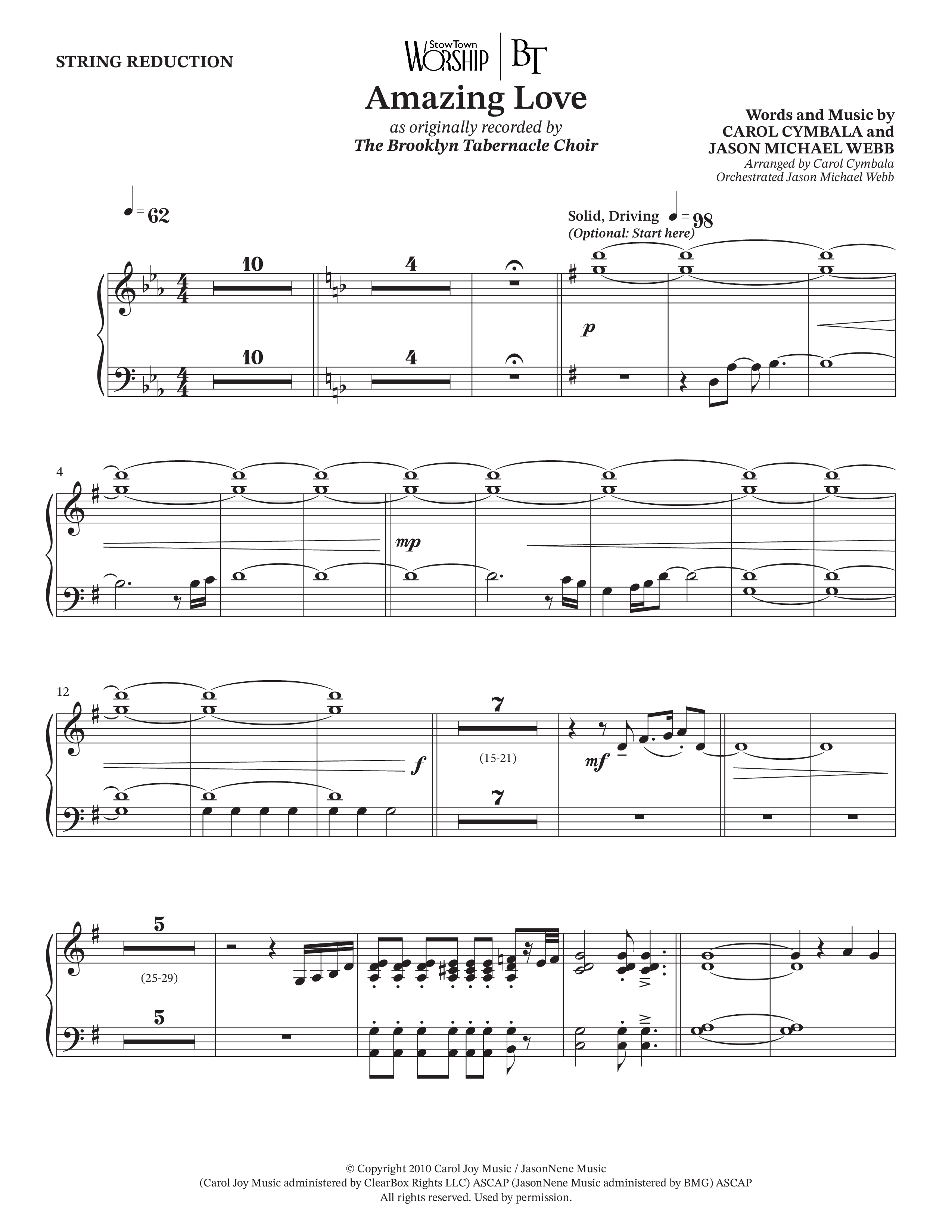 Amazing Love (Choral Anthem SATB) String Reduction (The Brooklyn Tabernacle Choir / Arr. Carol Cymbala / Arr. Jason Webb)