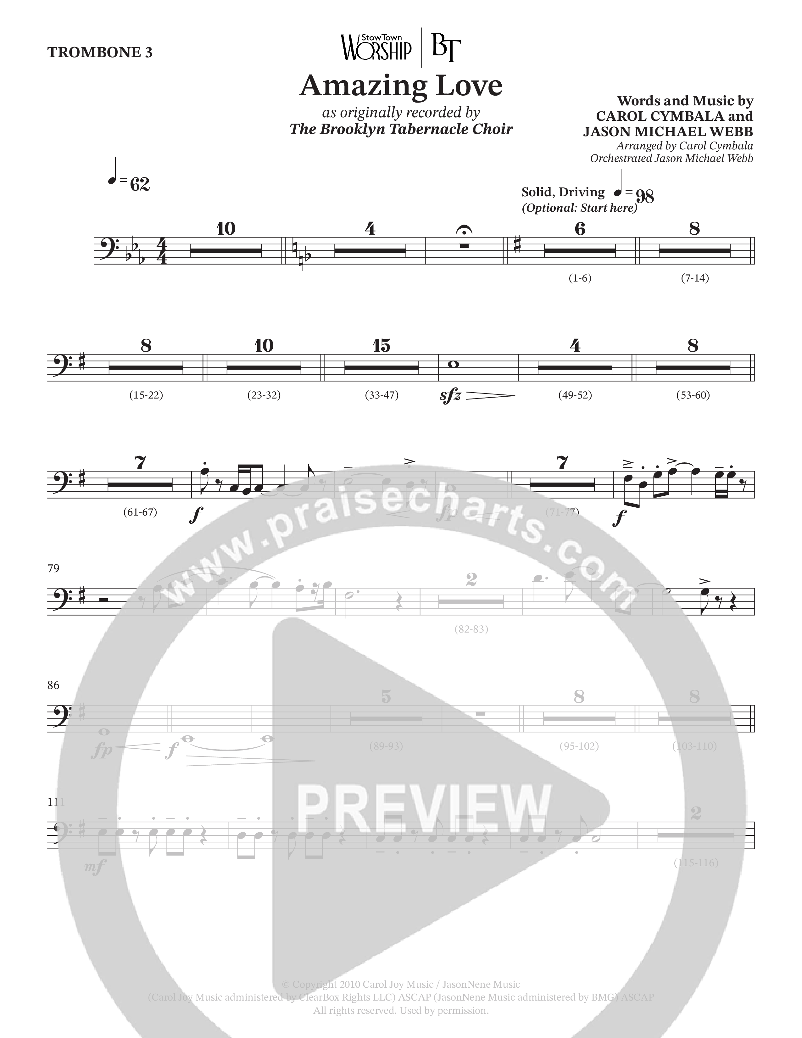 Amazing Love (Choral Anthem SATB) Trombone 3 (The Brooklyn Tabernacle Choir / Arr. Carol Cymbala / Arr. Jason Webb)