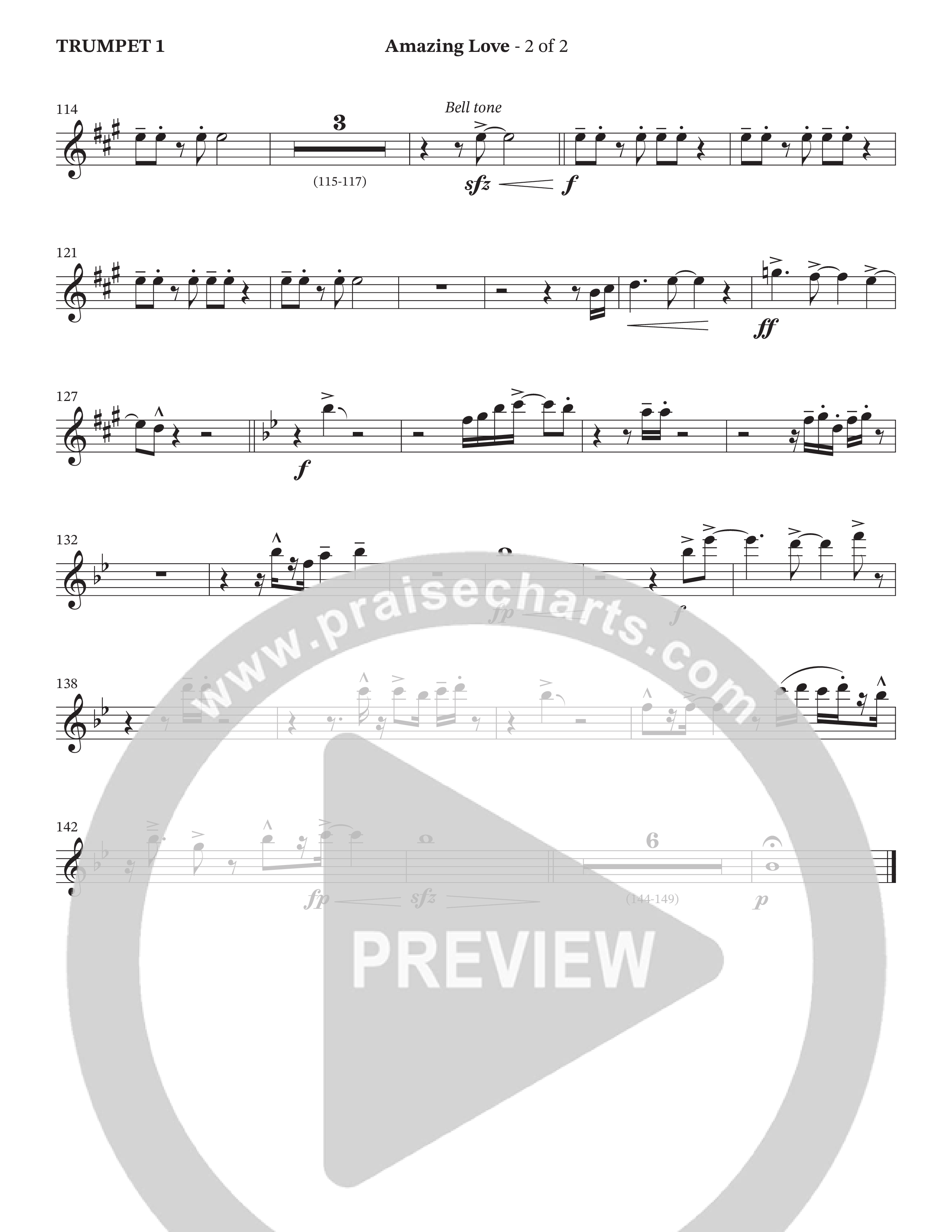 Amazing Love (Choral Anthem SATB) Trumpet 1 (The Brooklyn Tabernacle Choir / Arr. Carol Cymbala / Arr. Jason Webb)