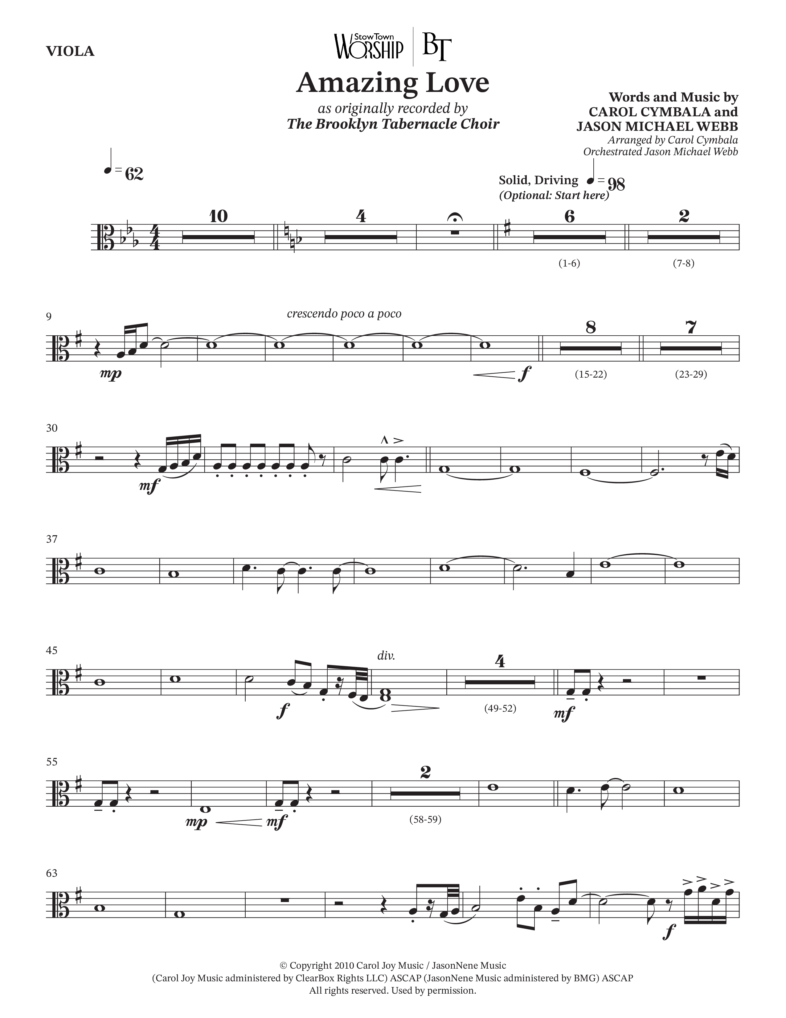 Amazing Love (Choral Anthem SATB) Viola (The Brooklyn Tabernacle Choir / Arr. Carol Cymbala / Arr. Jason Webb)