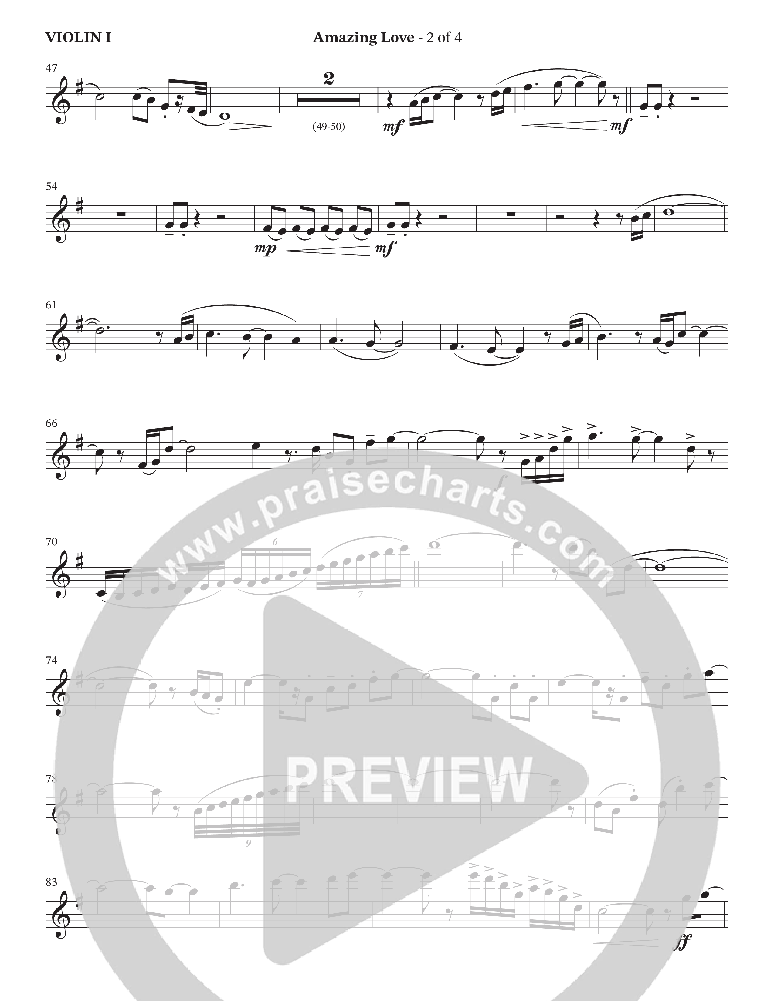 Amazing Love (Choral Anthem SATB) Violin 1 (The Brooklyn Tabernacle Choir / Arr. Carol Cymbala / Arr. Jason Webb)