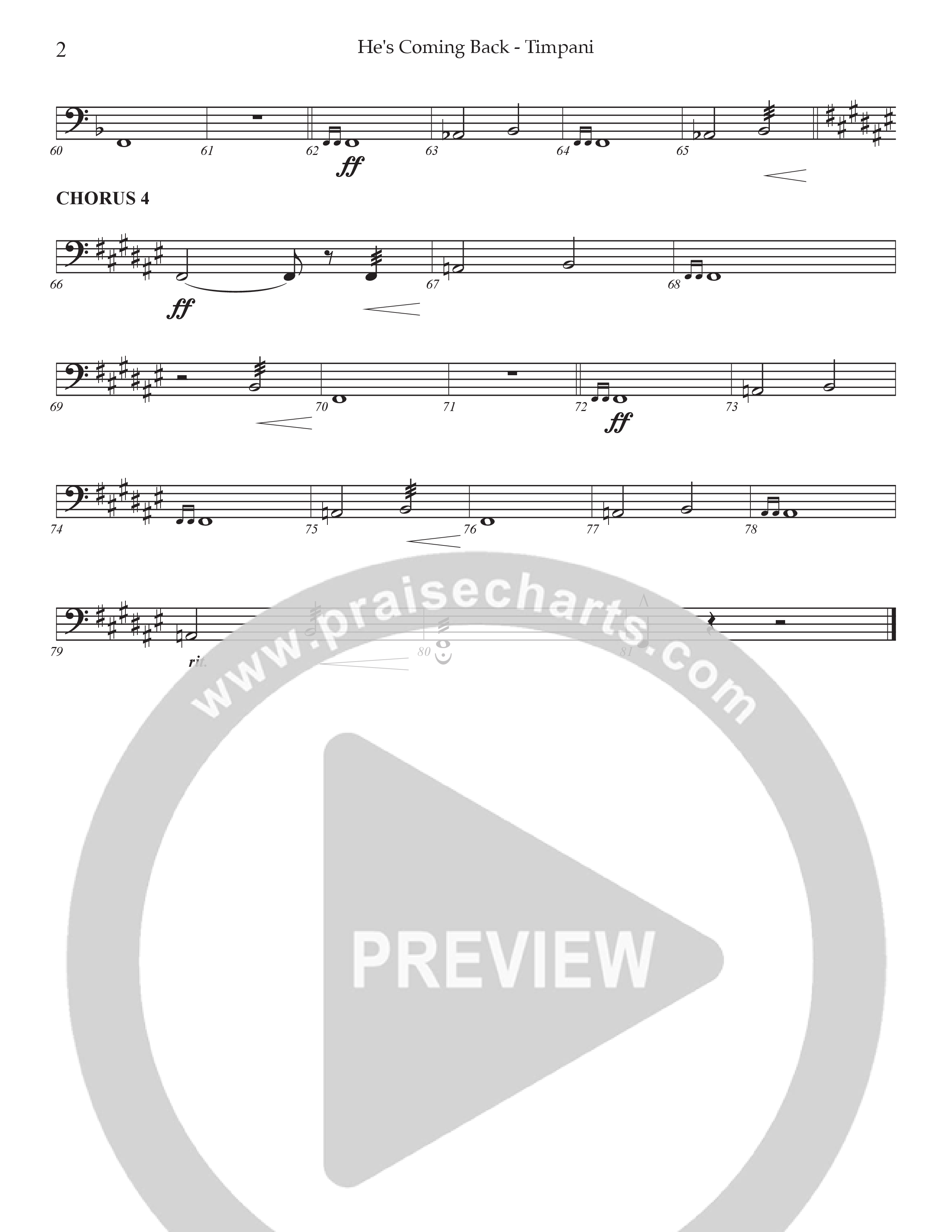 He's Coming Back (Choral Anthem SATB) Timpani (Prestonwood Worship / Arr. Jonathan Walker)