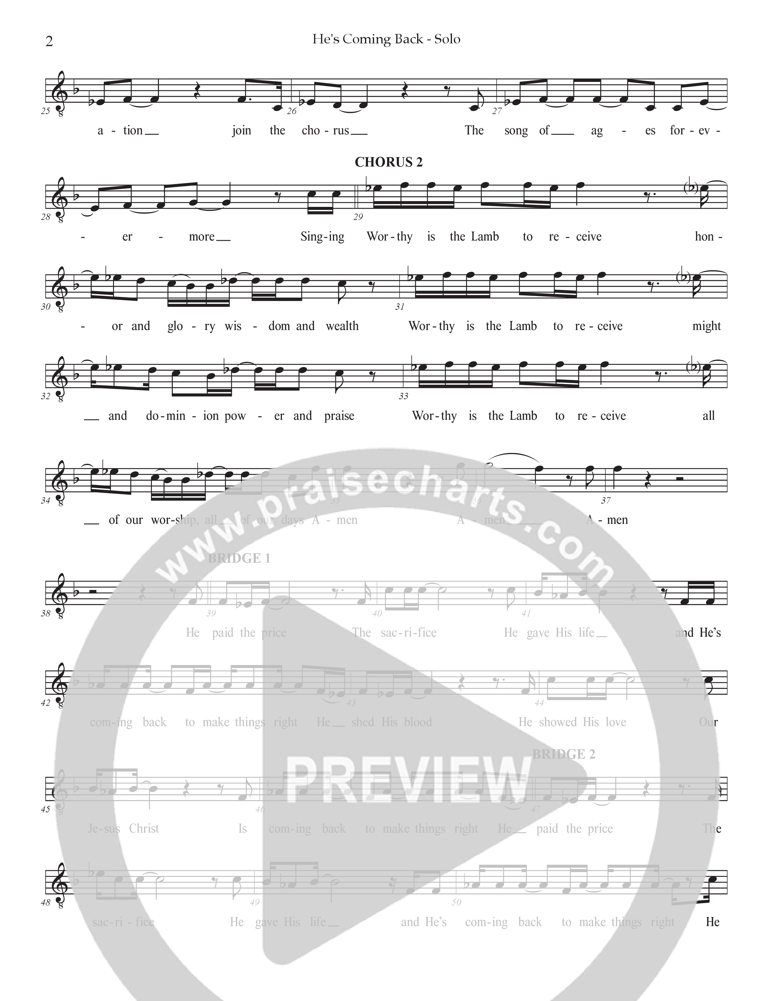 He's Coming Back (Choral Anthem SATB) Vocal Solo (Prestonwood Worship / Arr. Jonathan Walker)