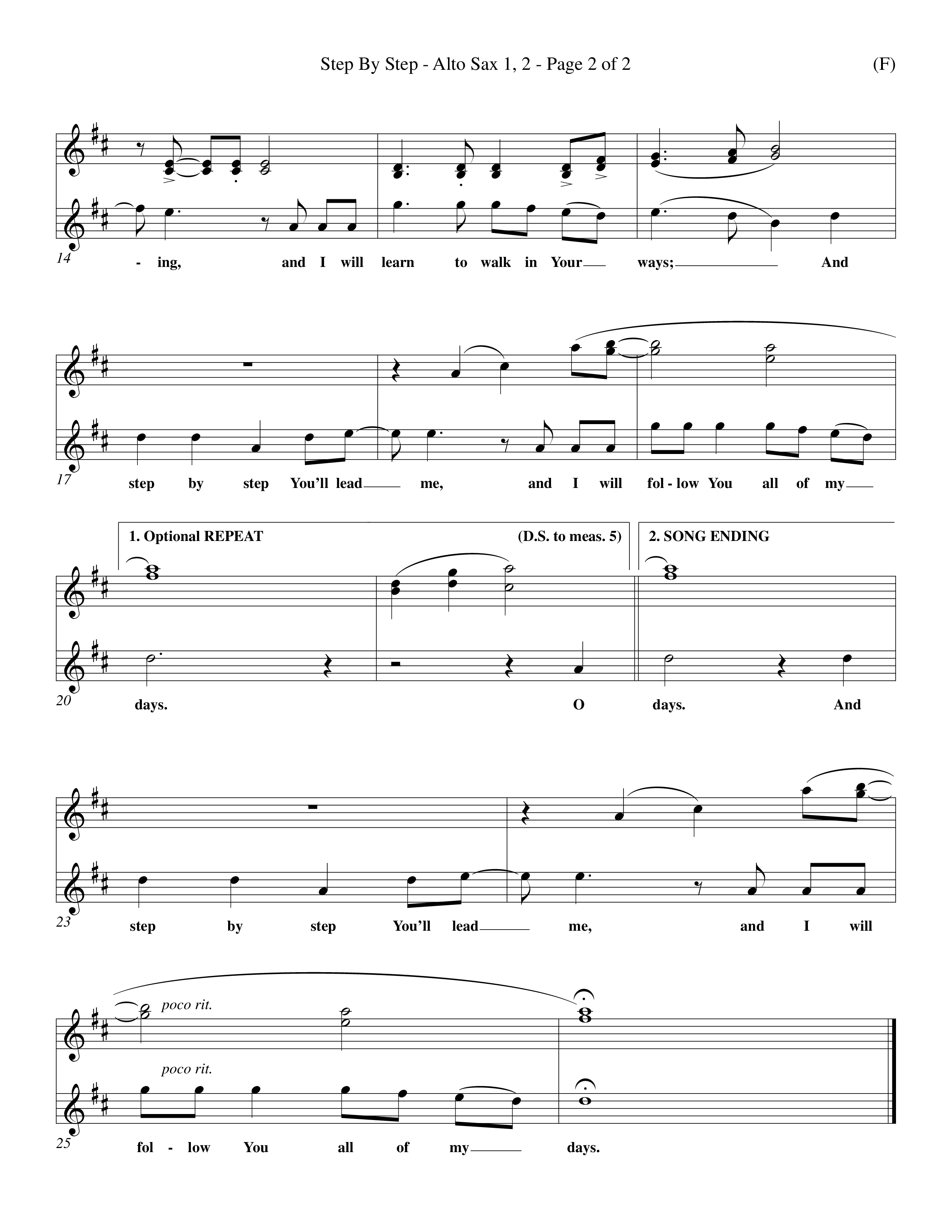 Step By Step (Choral Anthem SATB) Alto Sax 1/2 (Word Music Choral / Orch. Michael Lawrence)