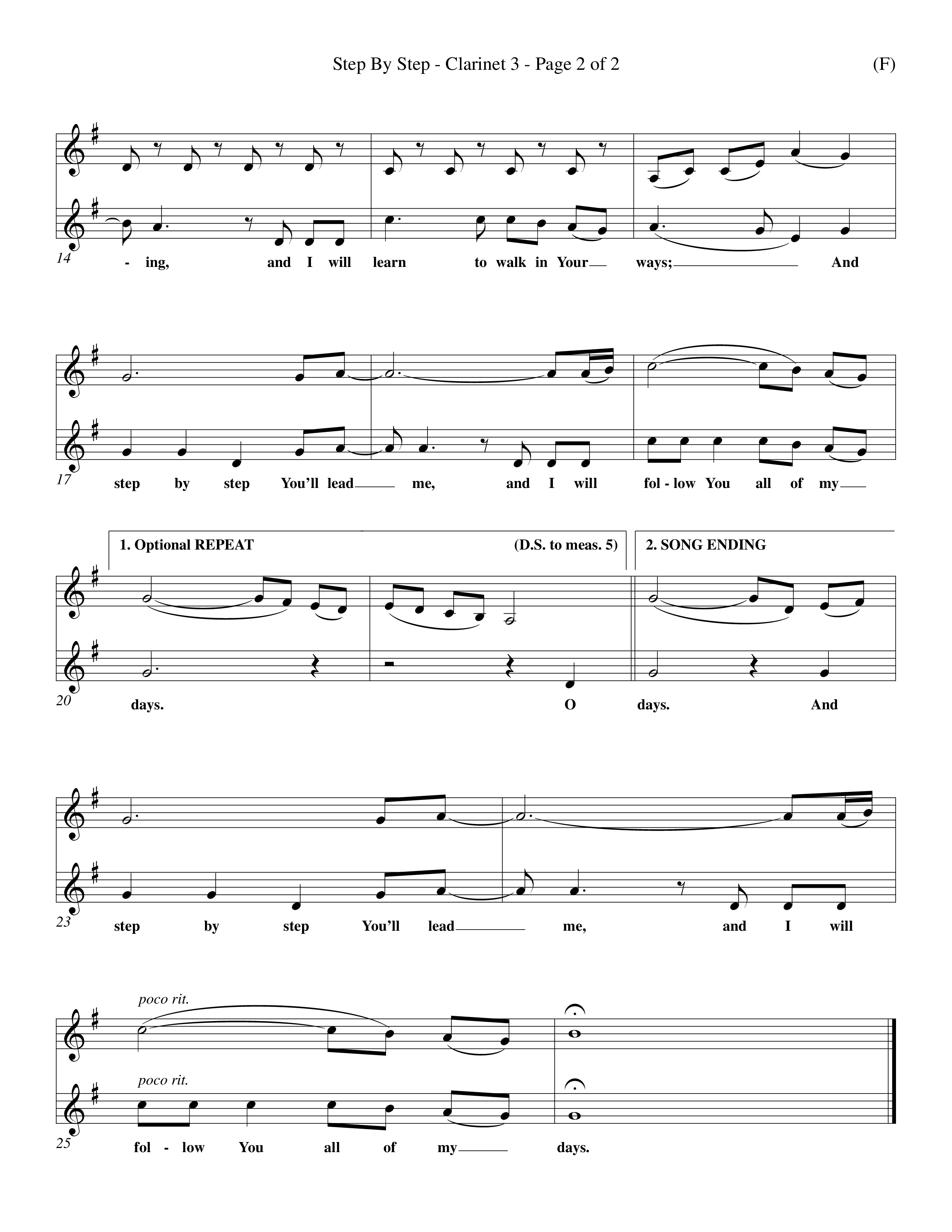 Step By Step (Choral Anthem SATB) Clarinet 3 (Word Music Choral / Orch. Michael Lawrence)