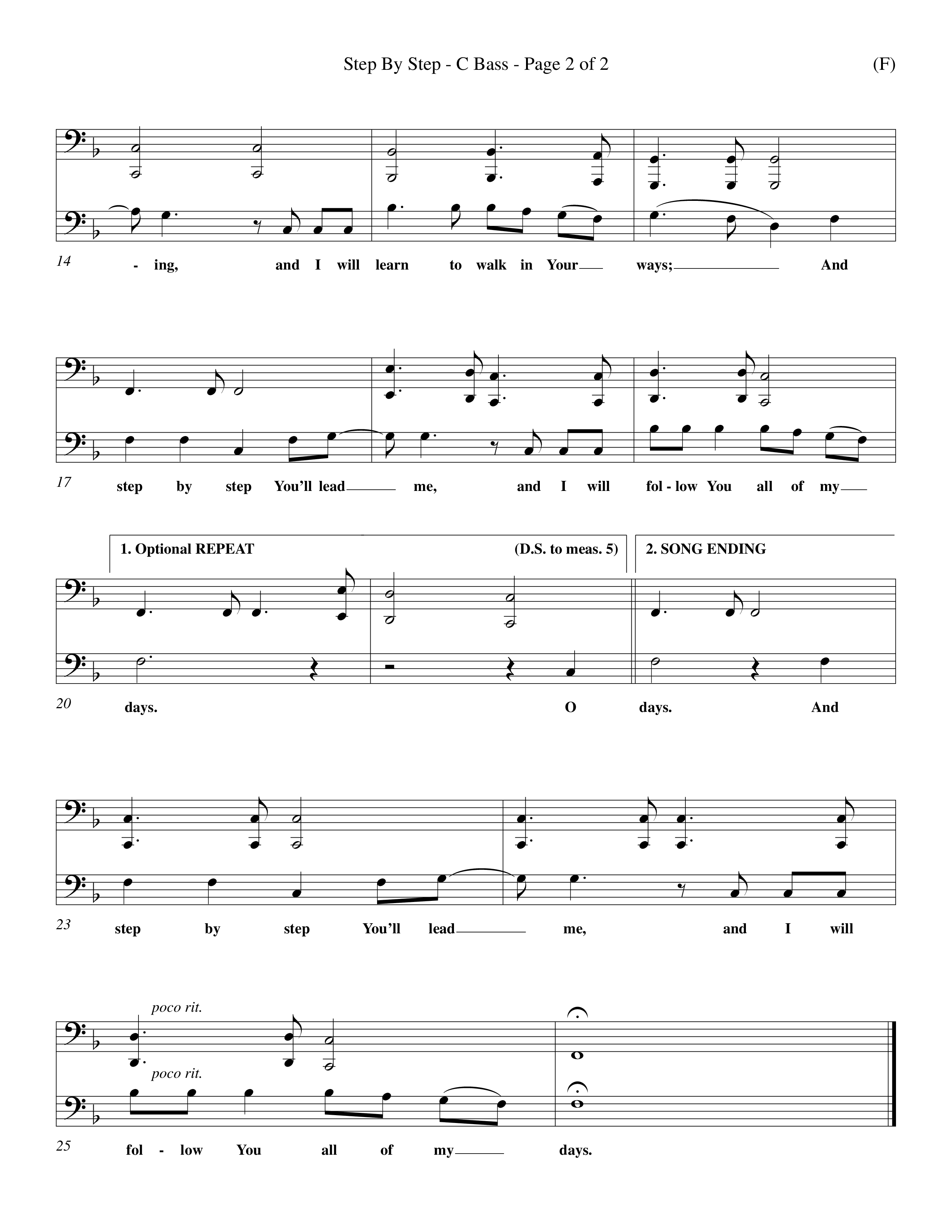 Step By Step (Choral Anthem SATB) Contrabass (Word Music Choral / Orch. Michael Lawrence)