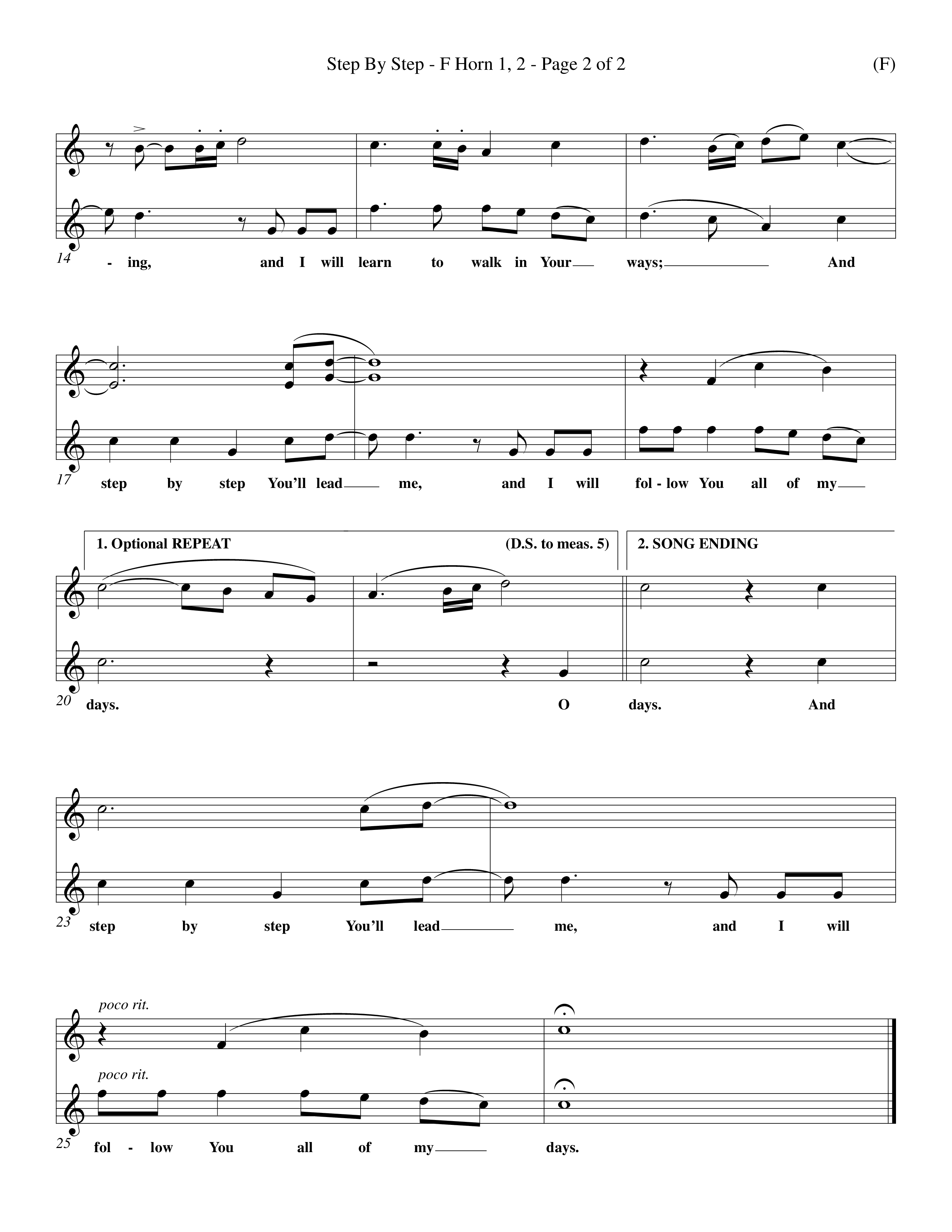 Step By Step (Choral Anthem SATB) French Horn (Word Music Choral / Orch. Michael Lawrence)