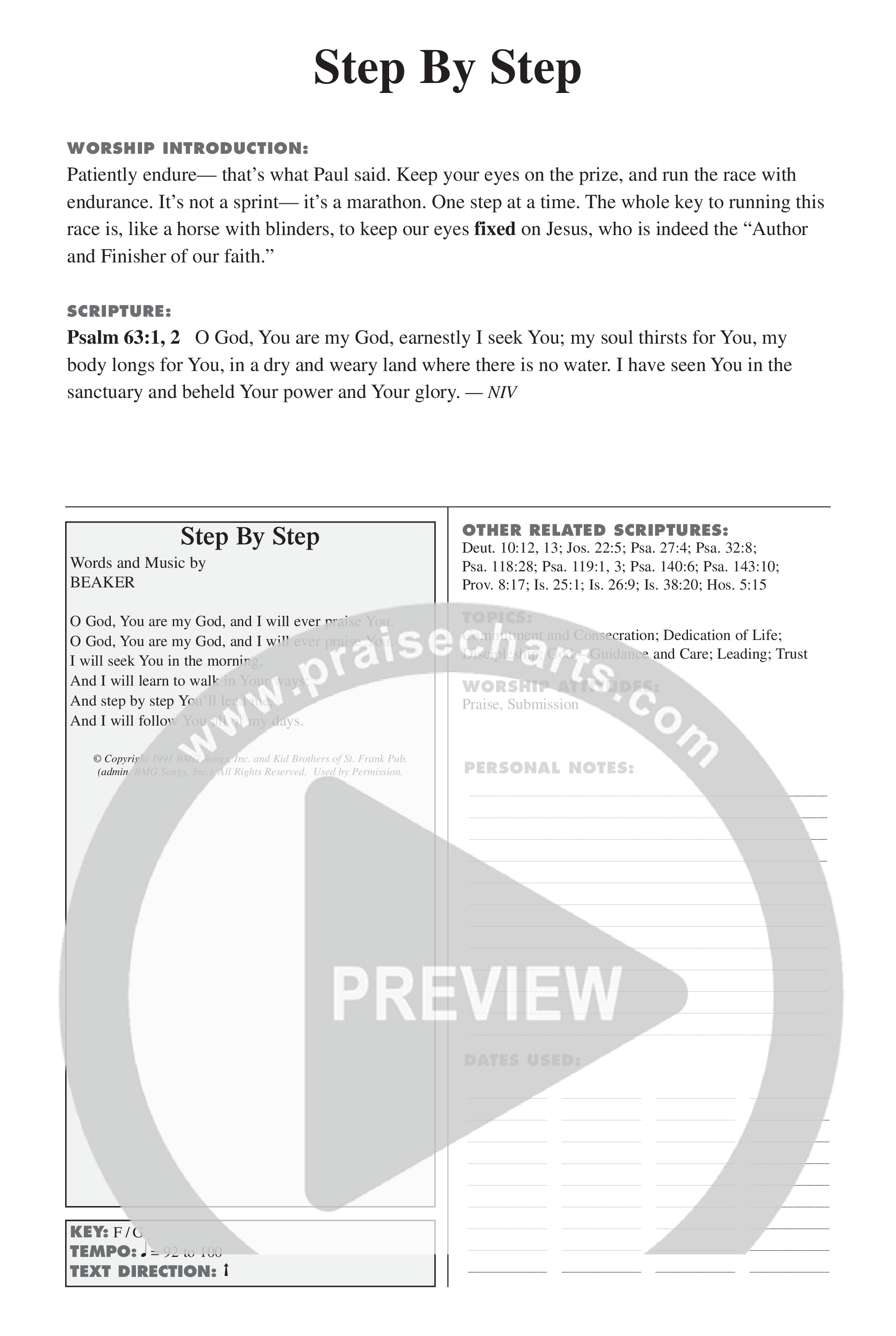 Step By Step (Choral Anthem SATB) Lead Sheet (Mel) (Word Music Choral / Orch. Michael Lawrence)