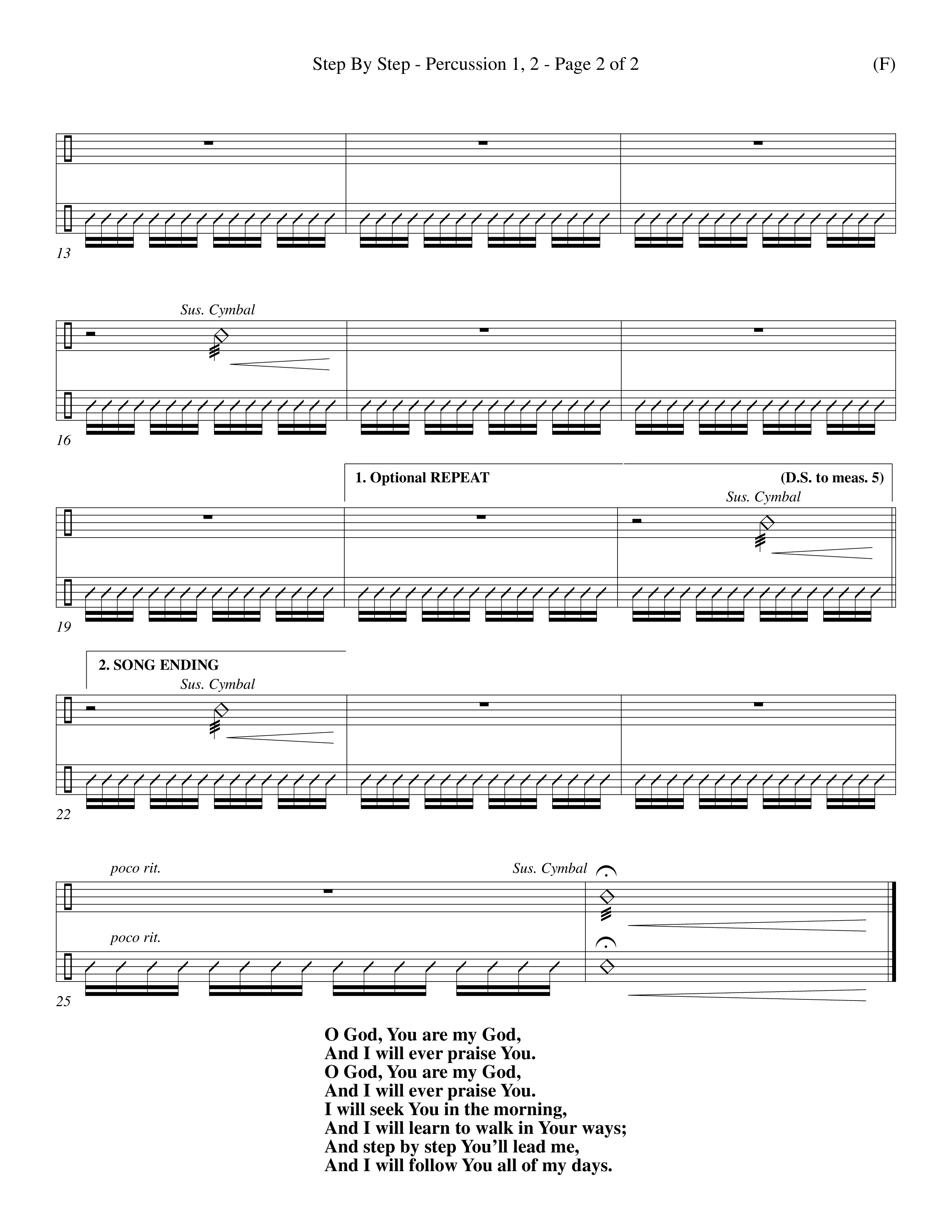 Step By Step (Choral Anthem SATB) Percussion 1/2 (Word Music Choral / Orch. Michael Lawrence)