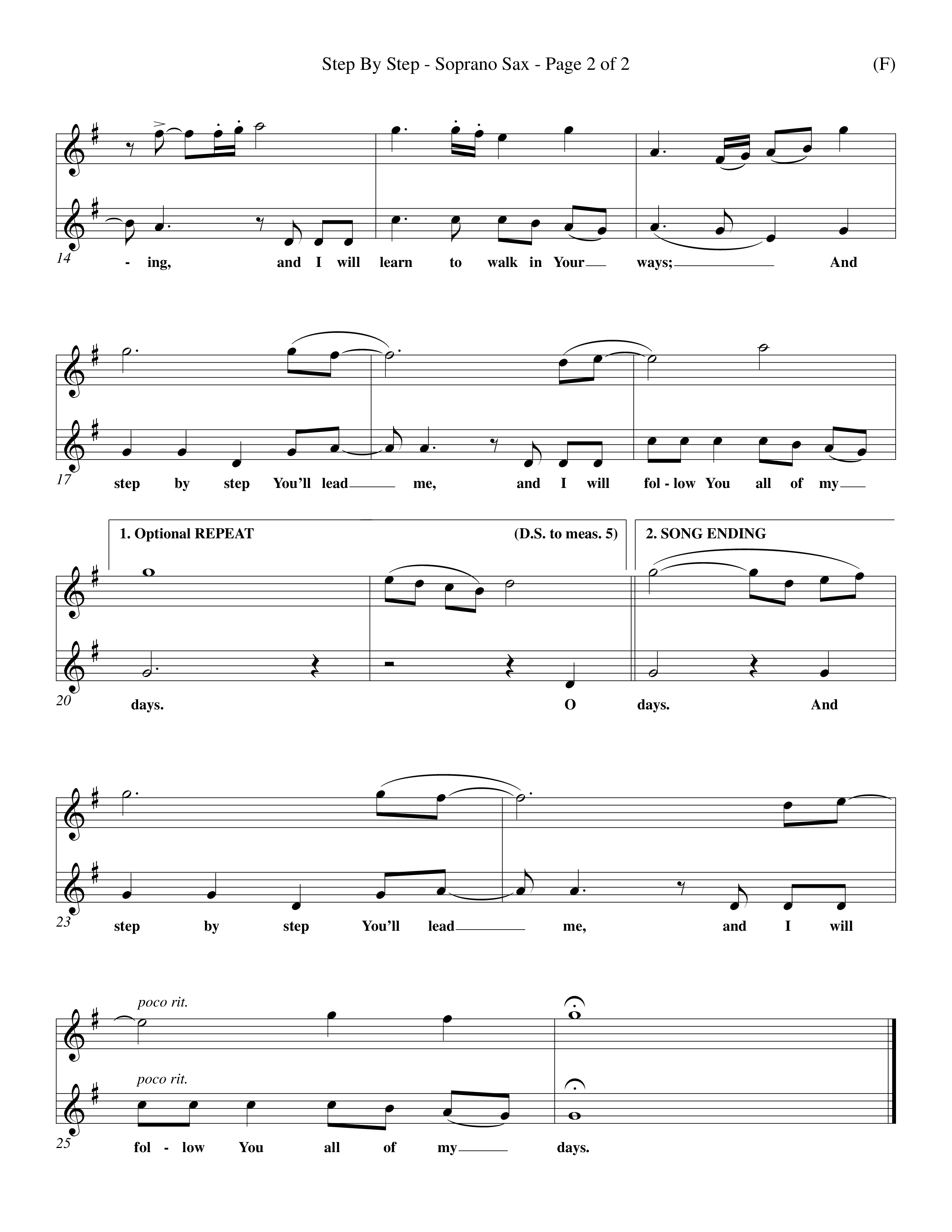Step By Step (Choral Anthem SATB) Saxophone (Word Music Choral / Orch. Michael Lawrence)