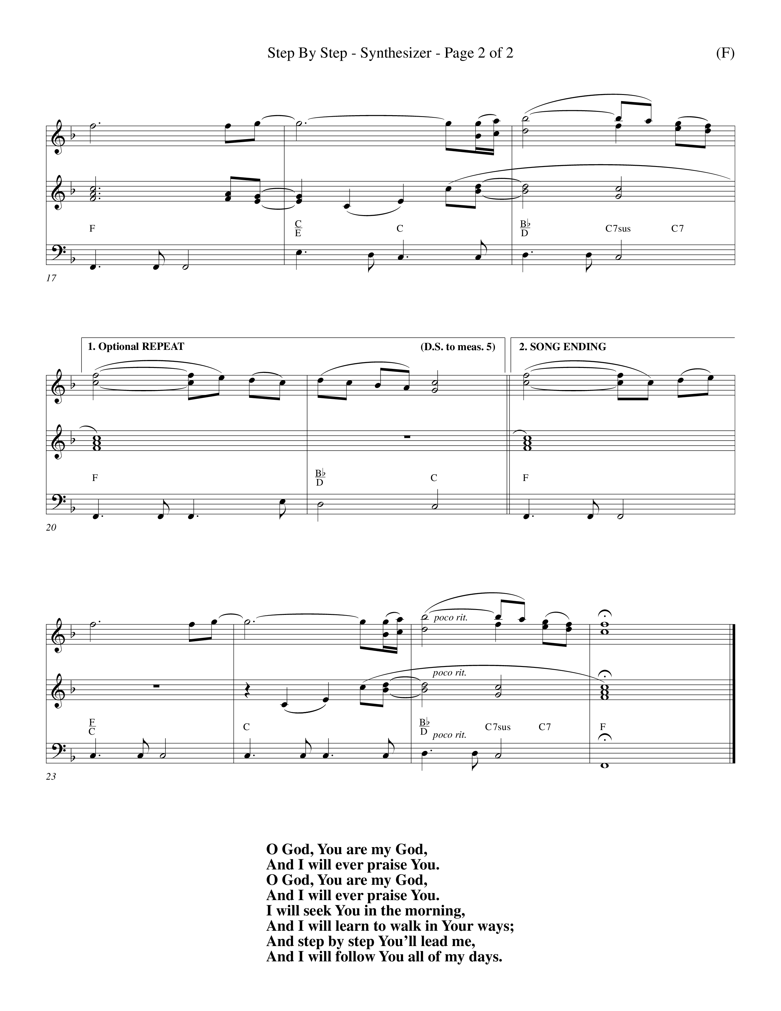 Step By Step (Choral Anthem SATB) Synth (Word Music Choral / Orch. Michael Lawrence)