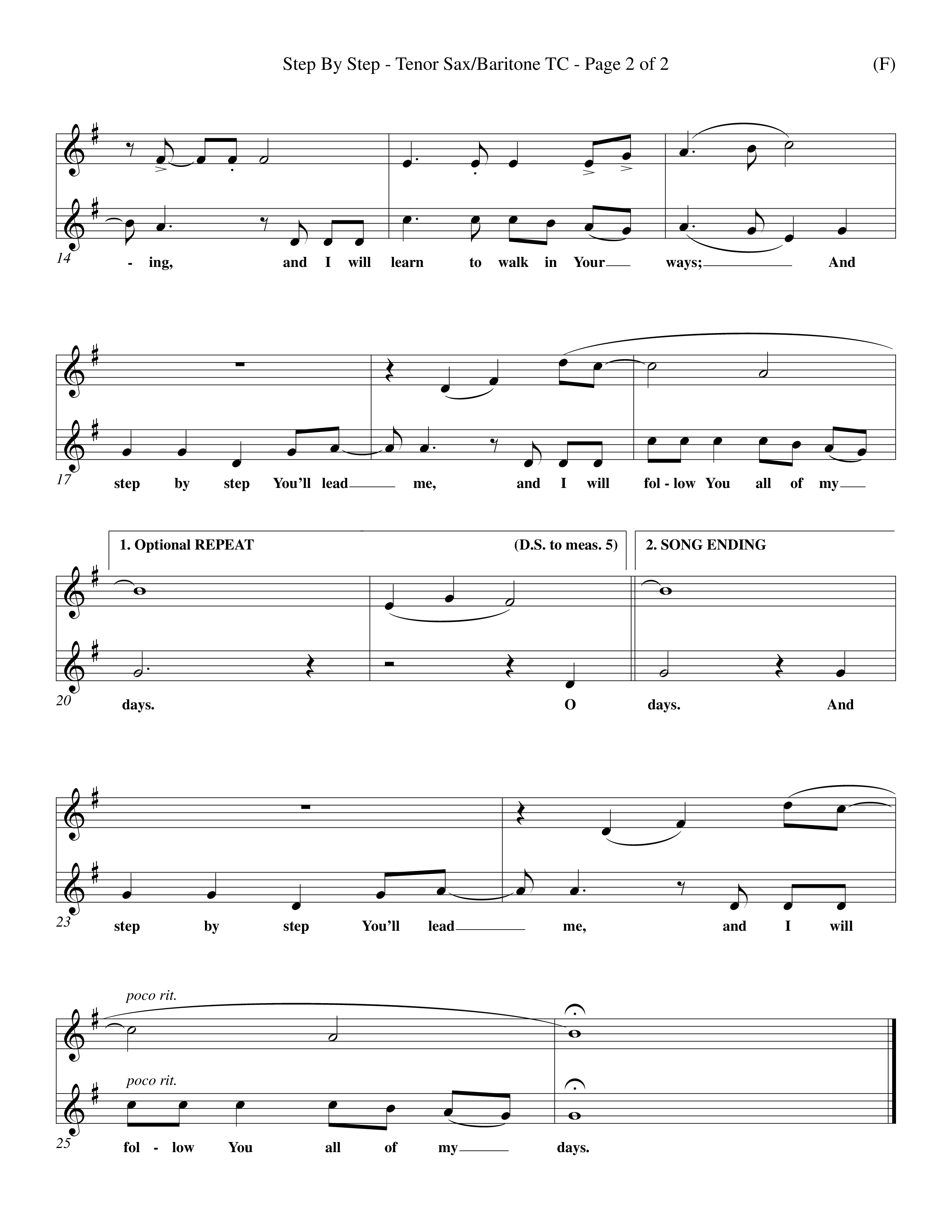 Step By Step (Choral Anthem SATB) Tenor Sax/Baritone T.C. (Word Music Choral / Orch. Michael Lawrence)