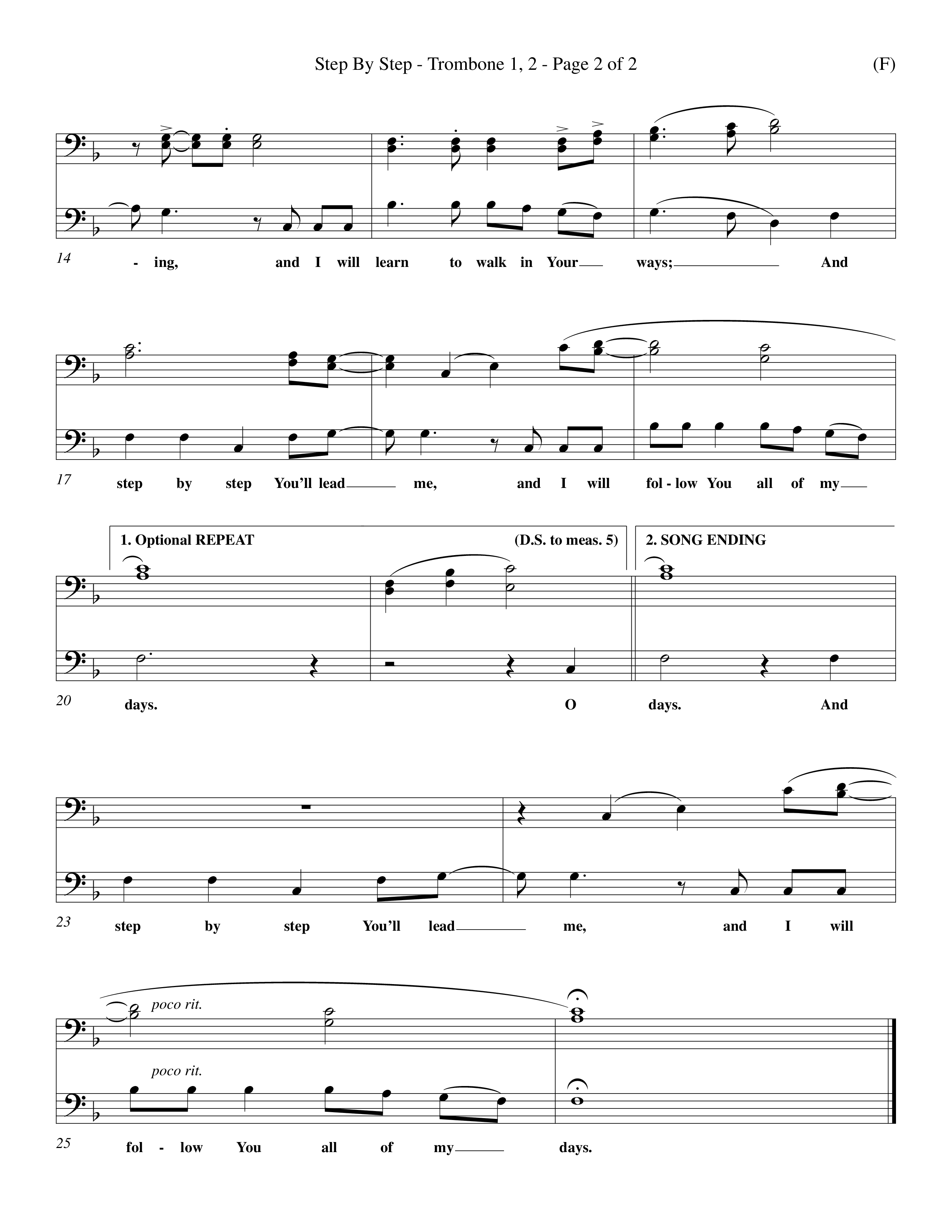 Step By Step (Choral Anthem SATB) Trombone 1/2 (Word Music Choral / Orch. Michael Lawrence)