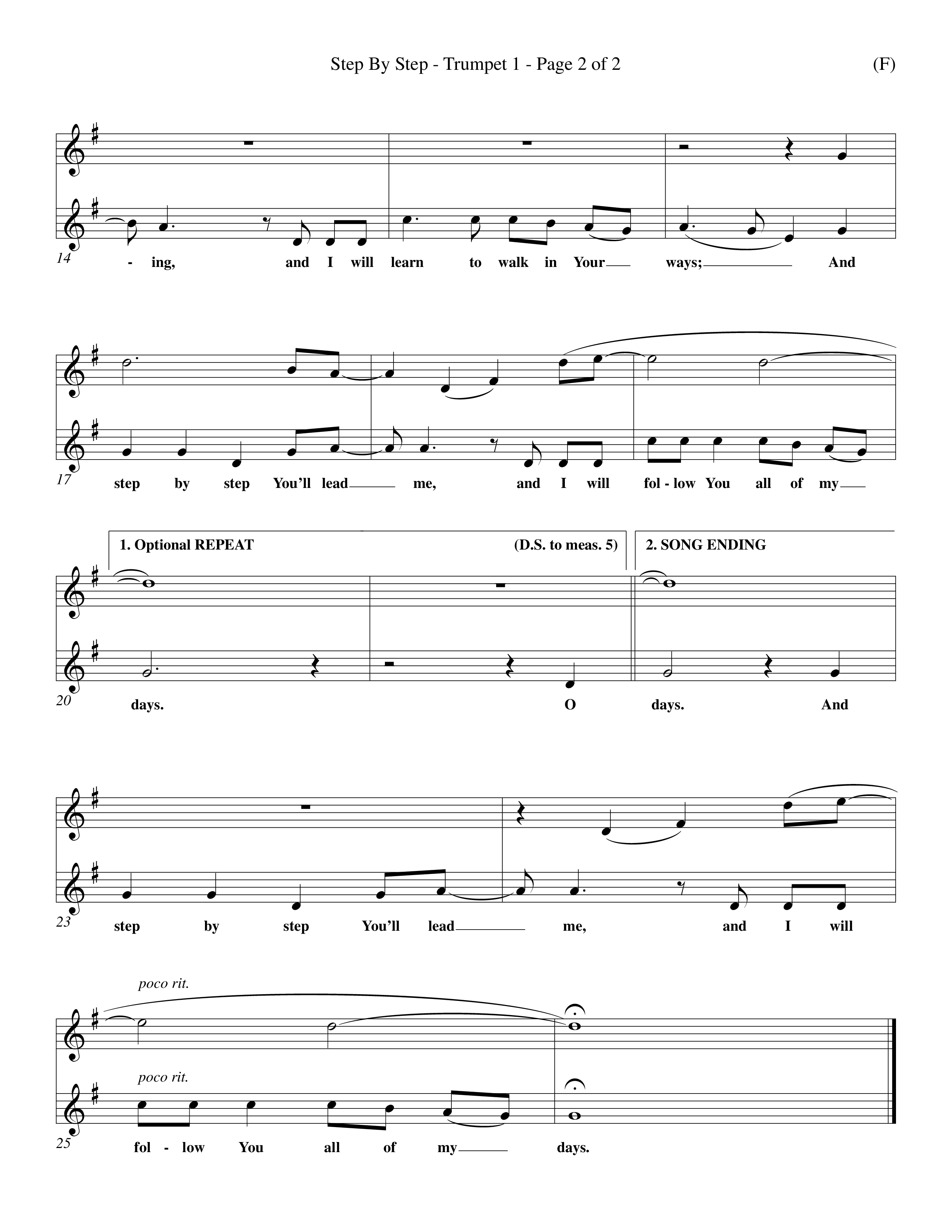 Step By Step (Choral Anthem SATB) Trumpet 1 (Word Music Choral / Orch. Michael Lawrence)