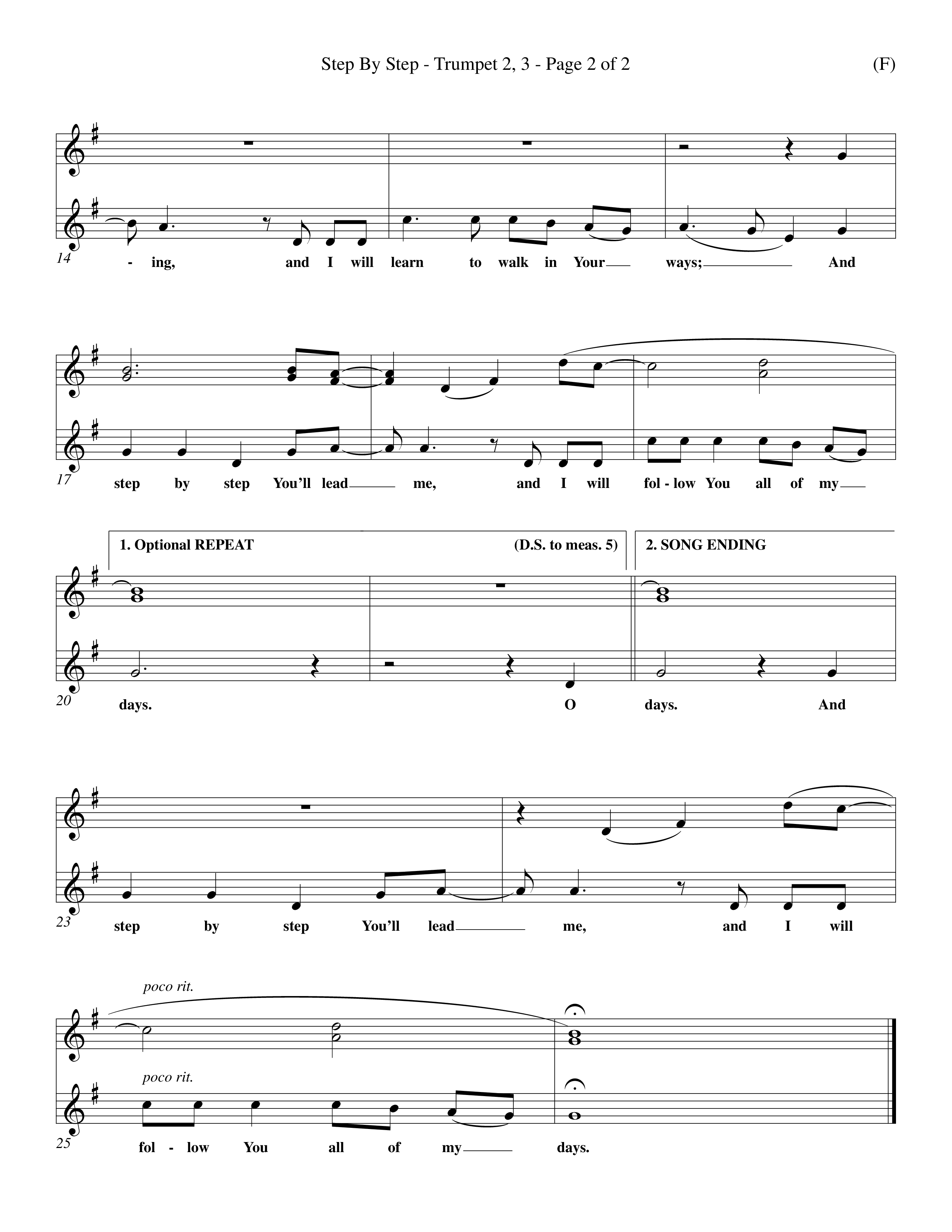 Step By Step (Choral Anthem SATB) Trumpet 2/3 (Word Music Choral / Orch. Michael Lawrence)