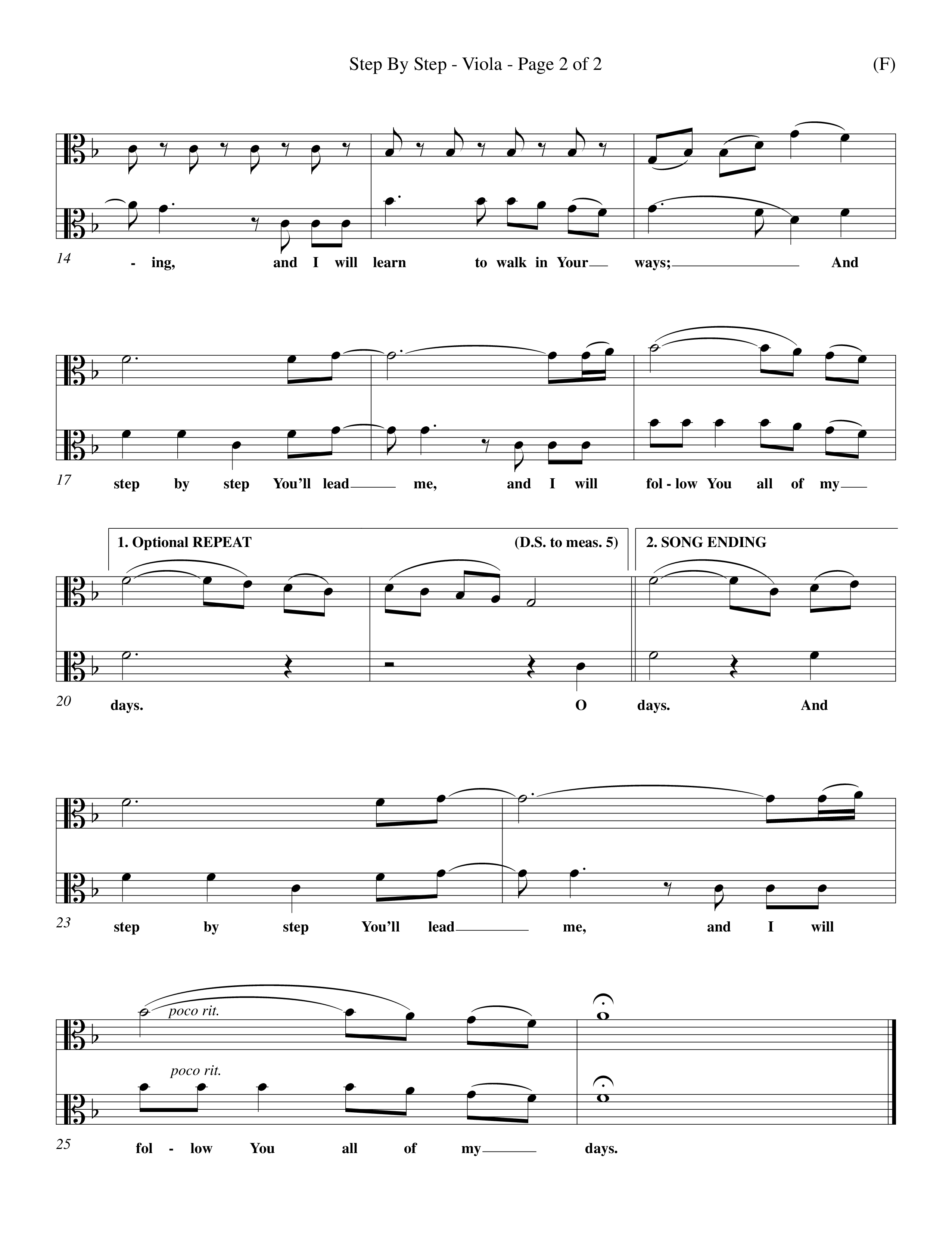 Step By Step (Choral Anthem SATB) Viola (Word Music Choral / Orch. Michael Lawrence)
