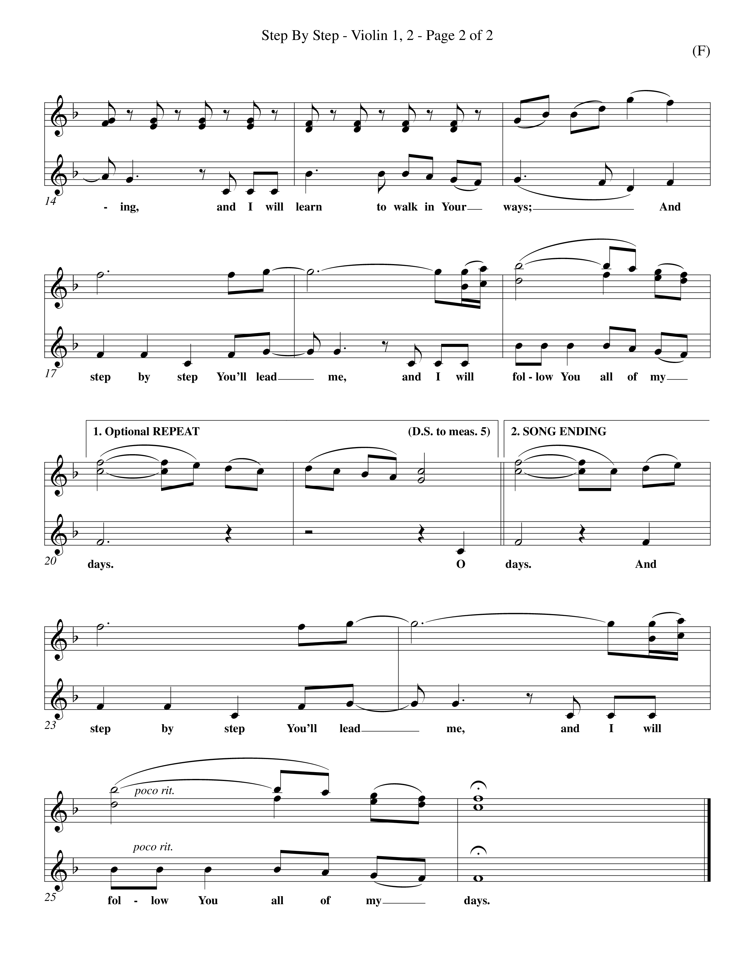 Step By Step (Choral Anthem SATB) Violin 1/2 (Word Music Choral / Orch. Michael Lawrence)