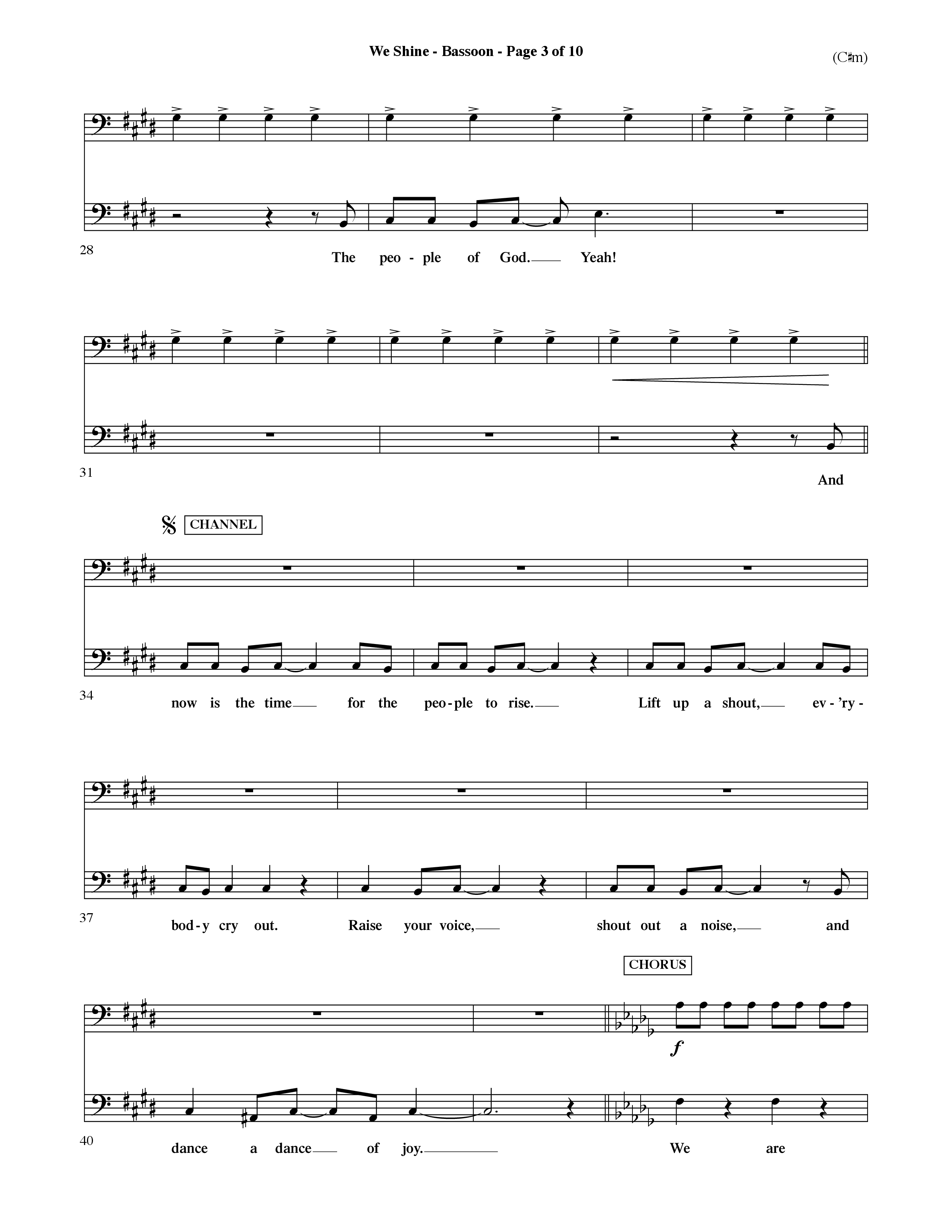 We Shine (Choral Anthem SATB) Bassoon (Word Music Choral / Orch. Ric Domenico)