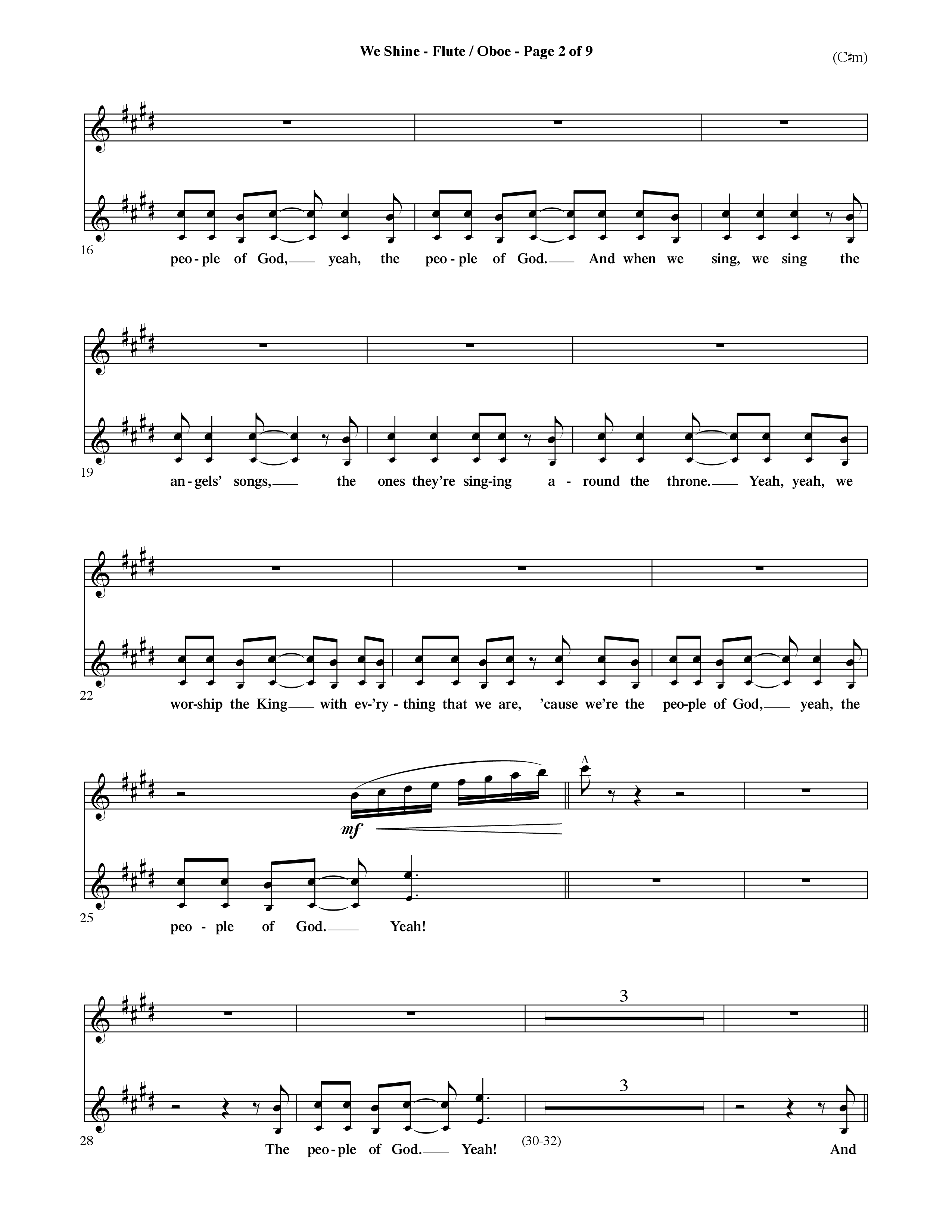 We Shine (Choral Anthem SATB) Flute/Oboe (Word Music Choral / Orch. Ric Domenico)