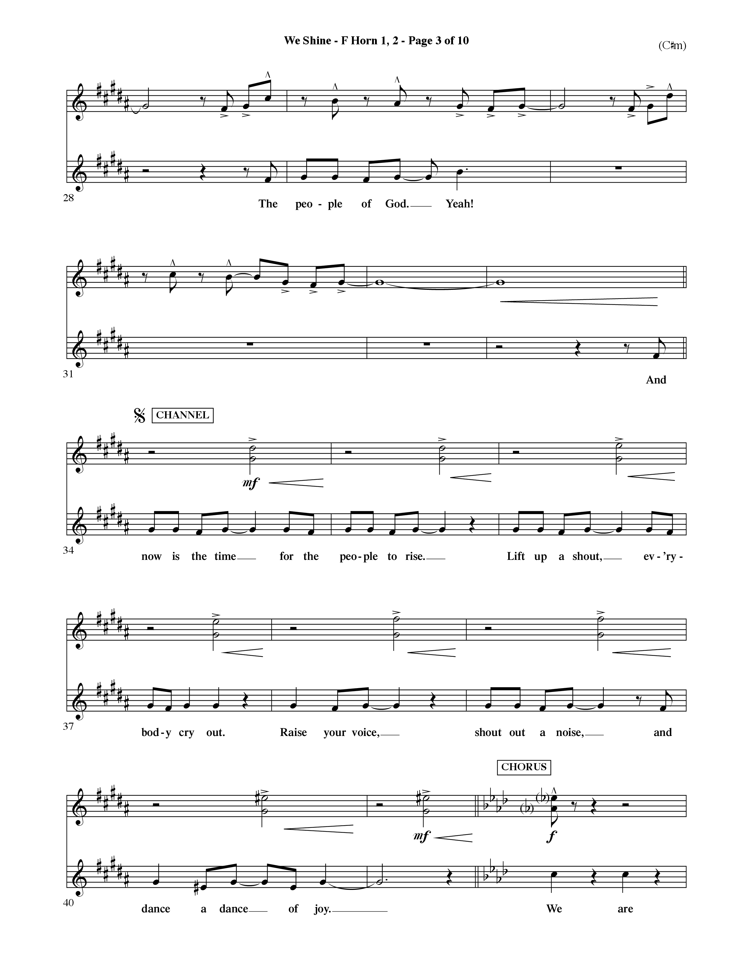 We Shine (Choral Anthem SATB) French Horn (Word Music Choral / Orch. Ric Domenico)