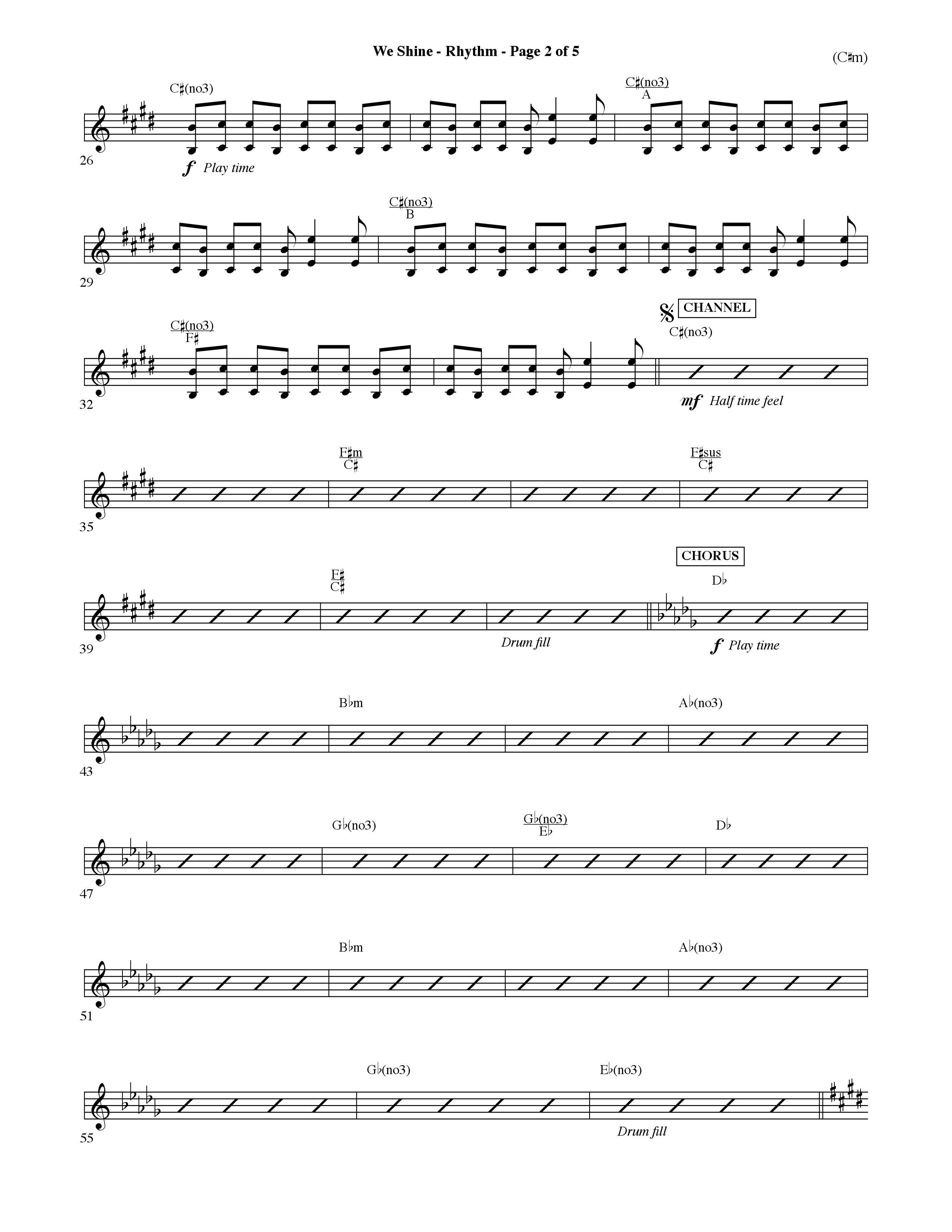 We Shine (Choral Anthem SATB) Rhythm Chart (Word Music Choral / Orch. Ric Domenico)