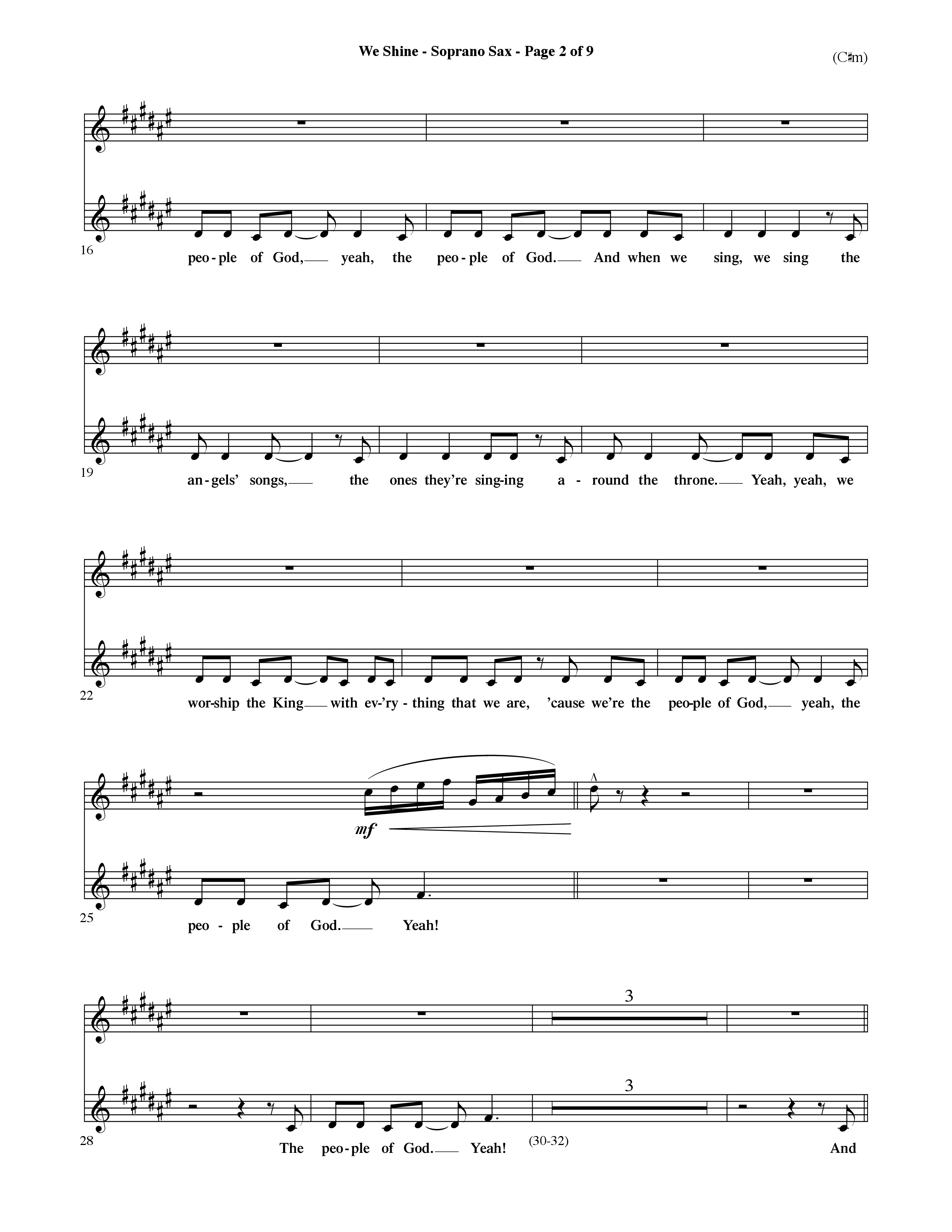 We Shine (Choral Anthem SATB) Saxophone (Word Music Choral / Orch. Ric Domenico)