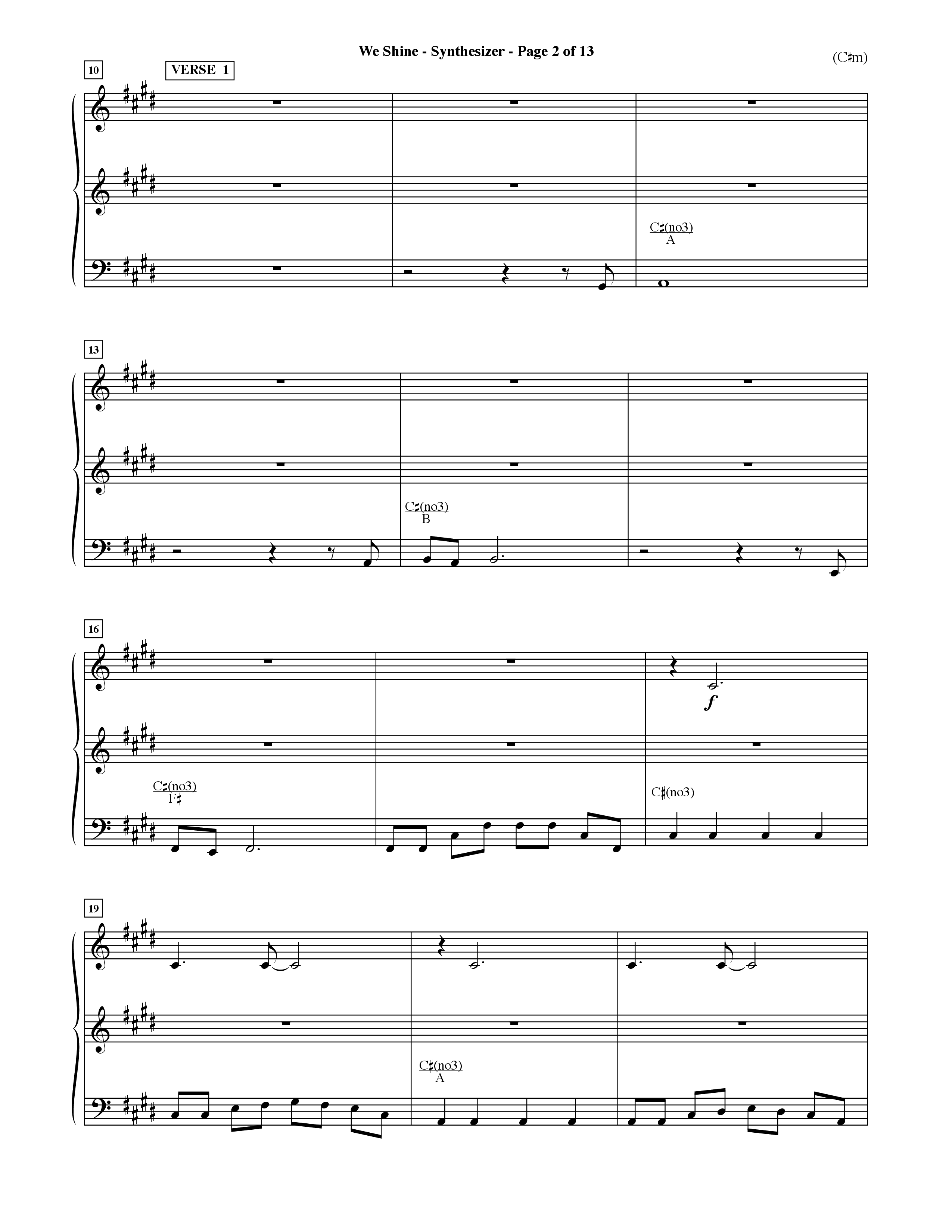 We Shine (Choral Anthem SATB) Synth (Word Music Choral / Orch. Ric Domenico)