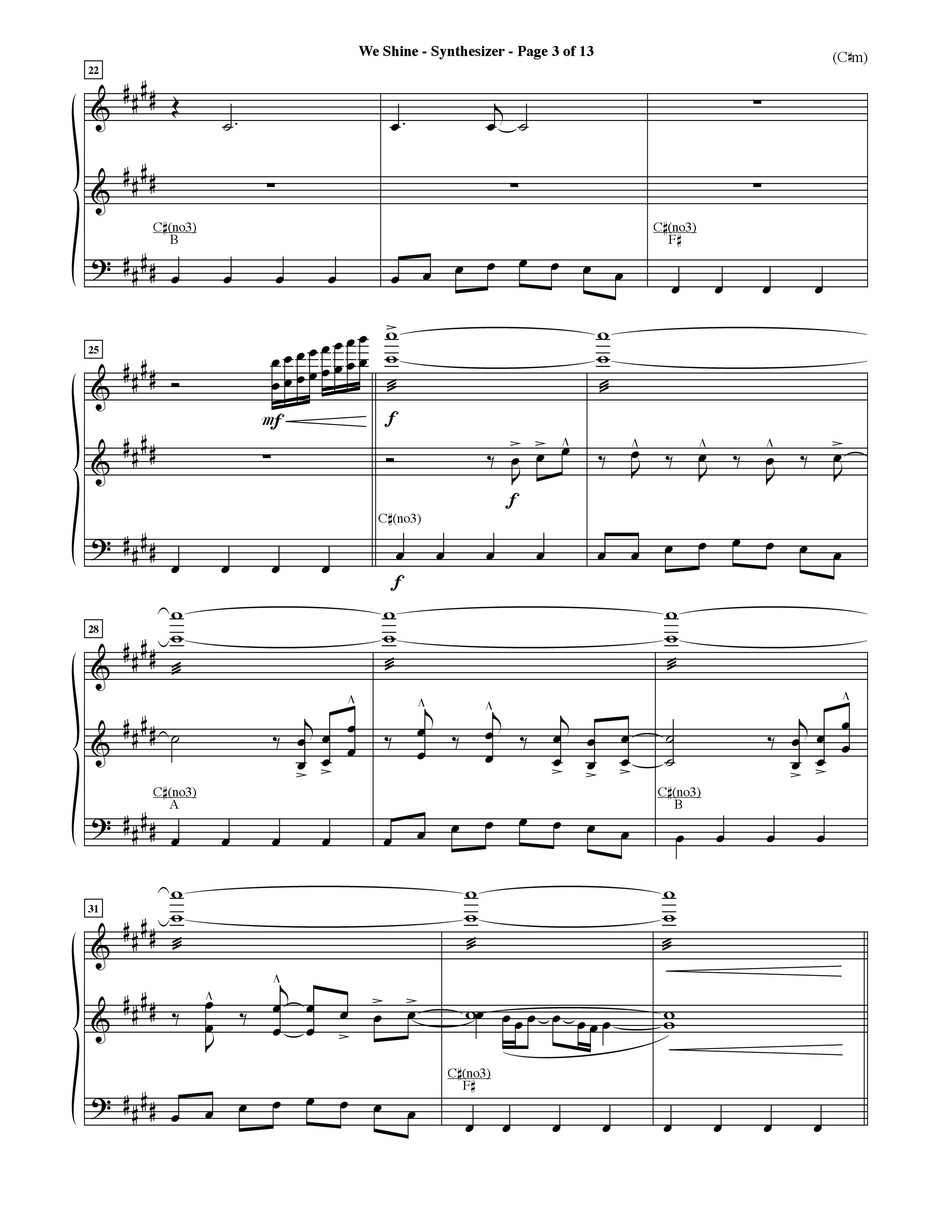 We Shine (Choral Anthem SATB) Synth (Word Music Choral / Orch. Ric Domenico)