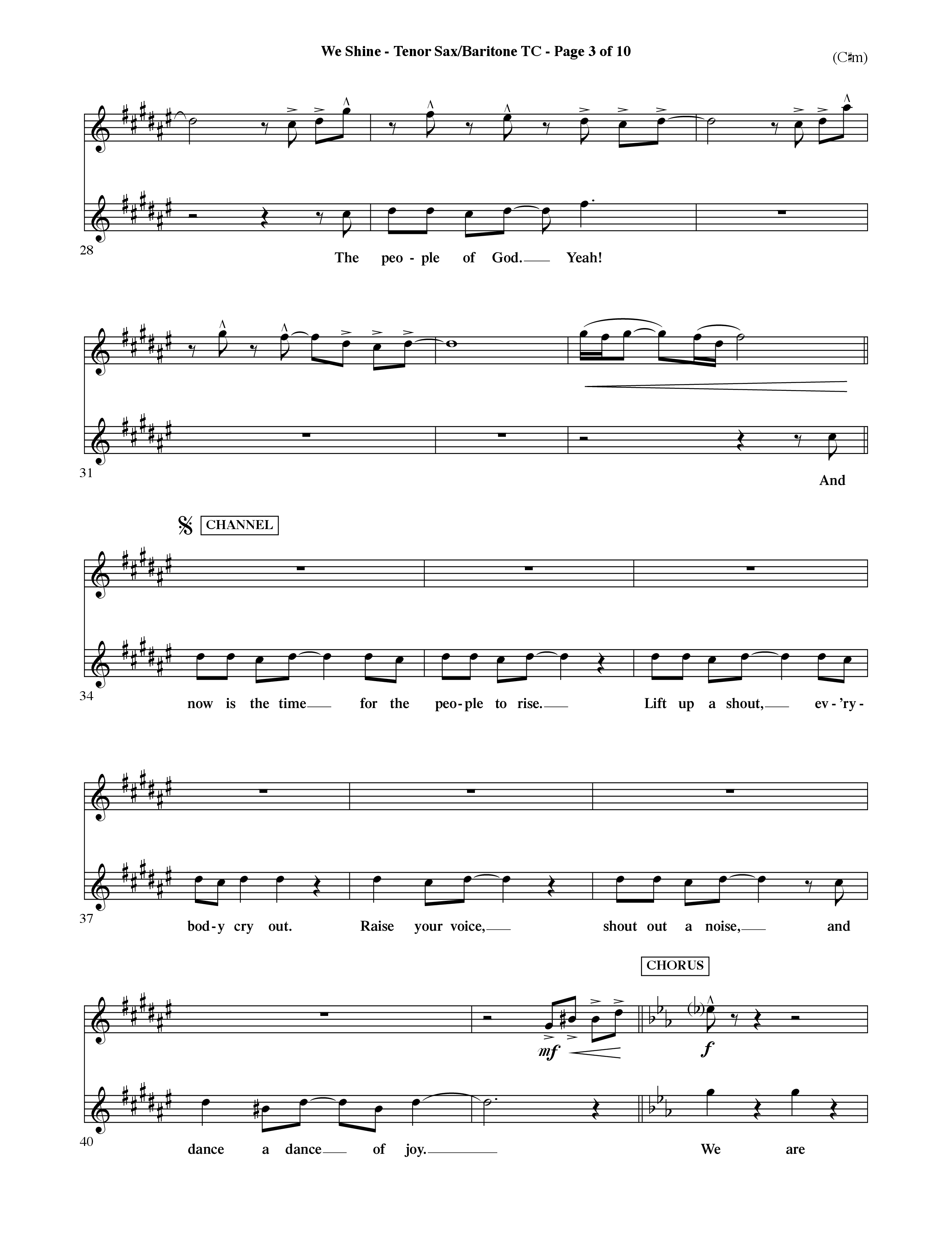 We Shine (Choral Anthem SATB) Tenor Sax/Baritone T.C. (Word Music Choral / Orch. Ric Domenico)