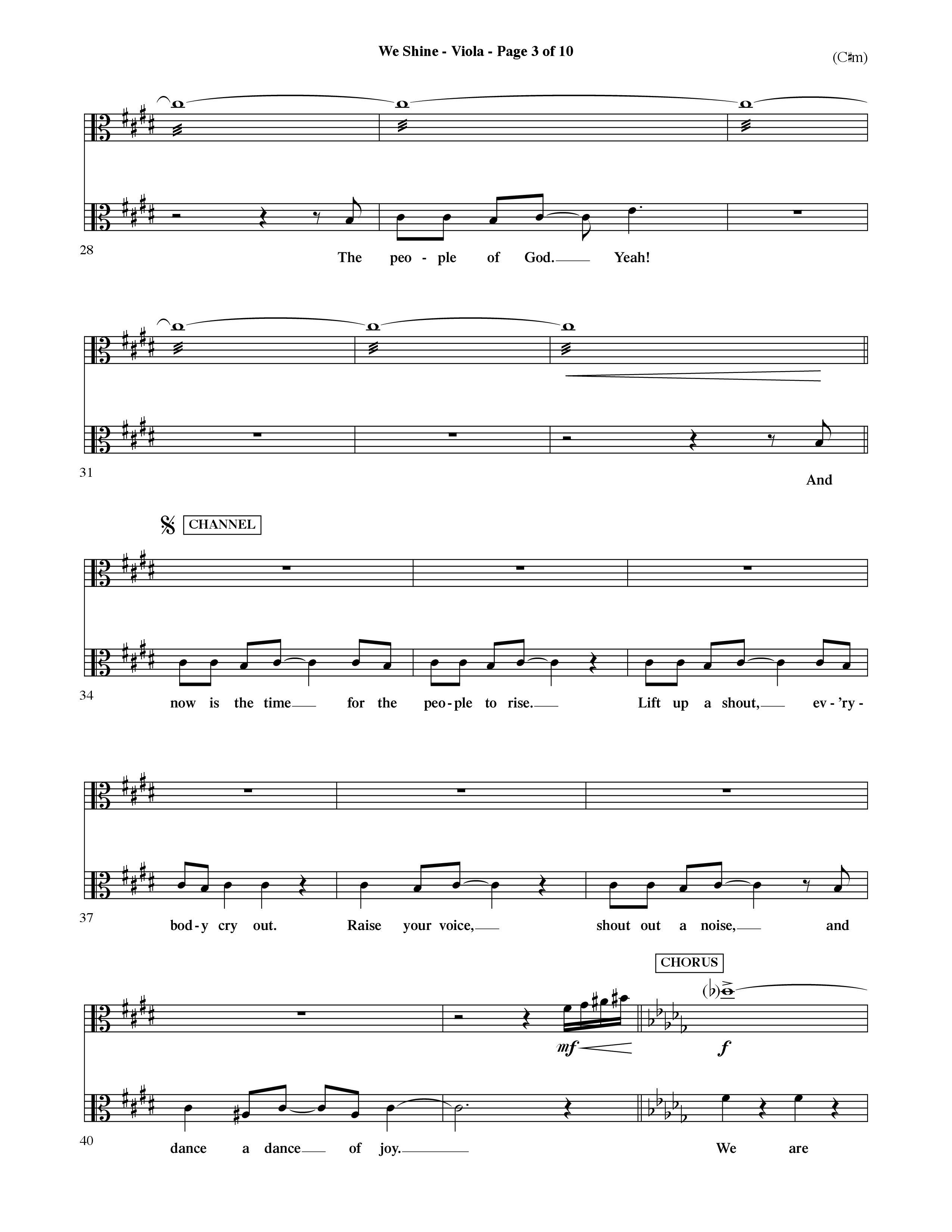 We Shine (Choral Anthem SATB) Viola (Word Music Choral / Orch. Ric Domenico)