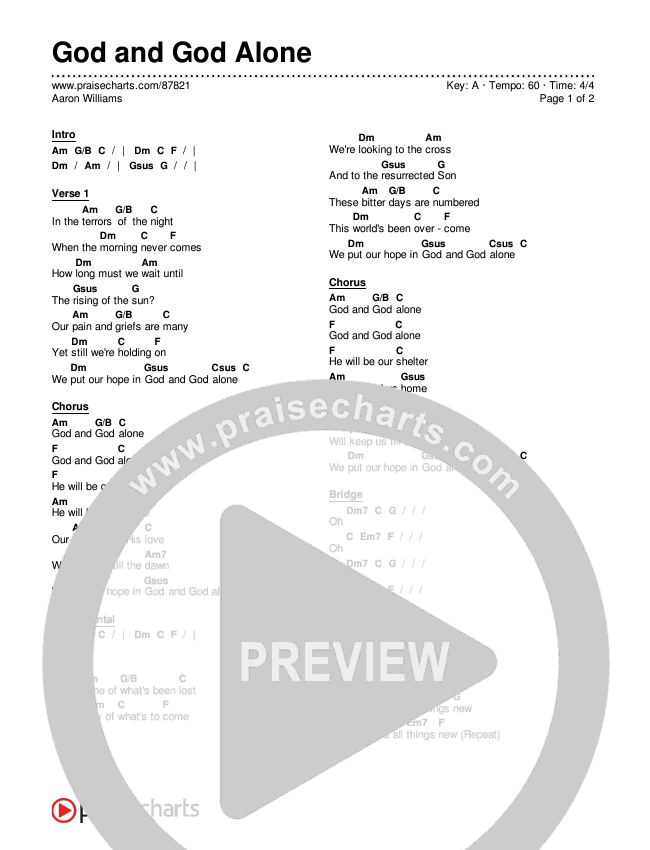 God and God Alone Chord Chart (Aaron Williams)
