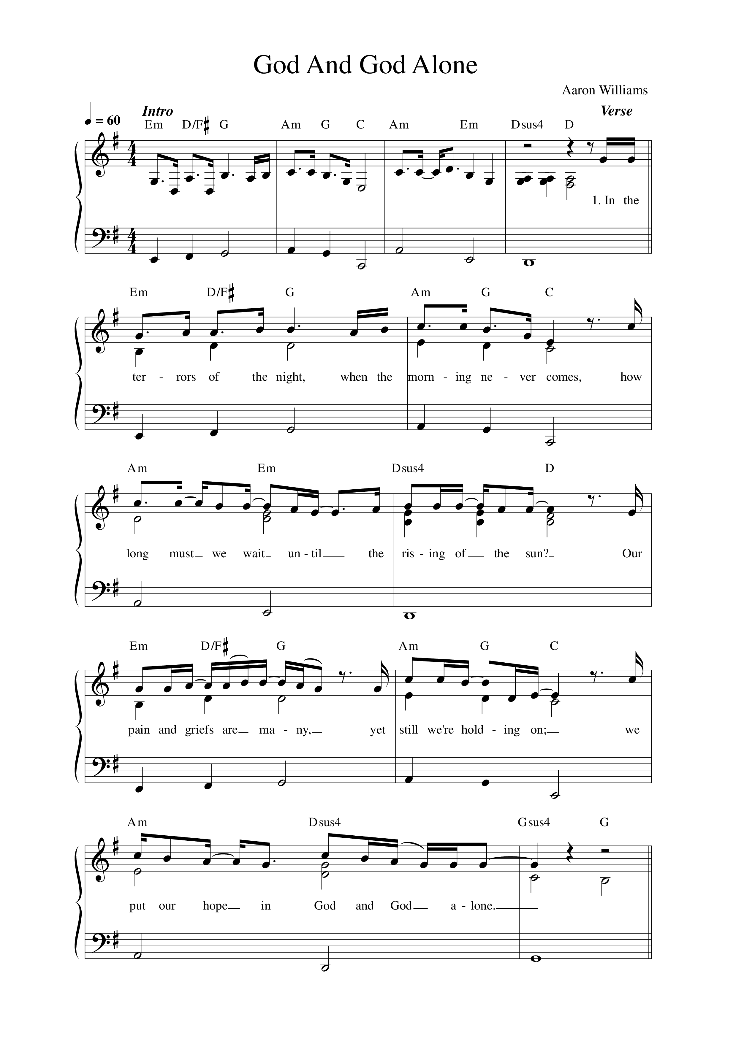 God and God Alone Lead Sheet Melody (Aaron Williams)
